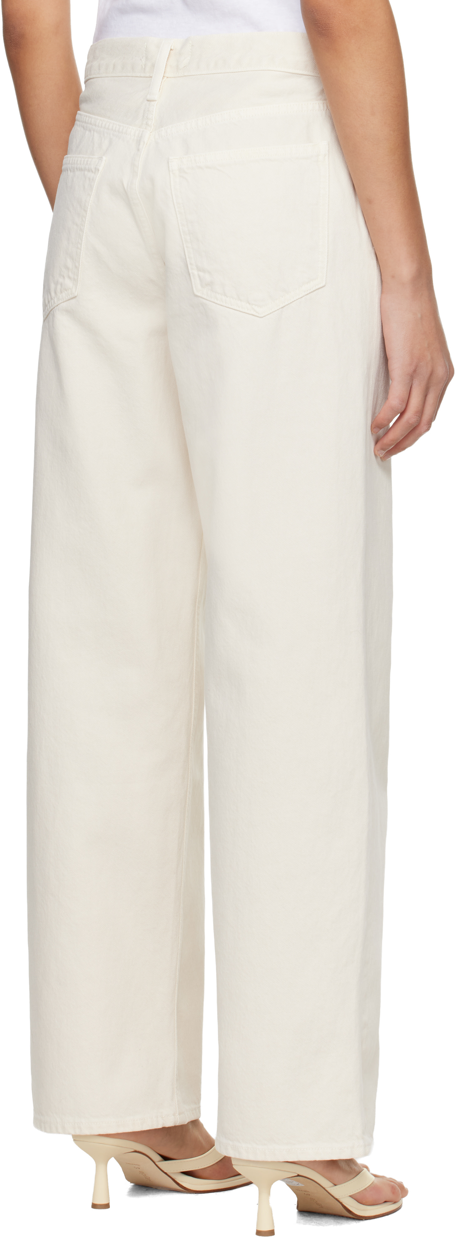 AGOLDE - Jean ample beige à taille basse