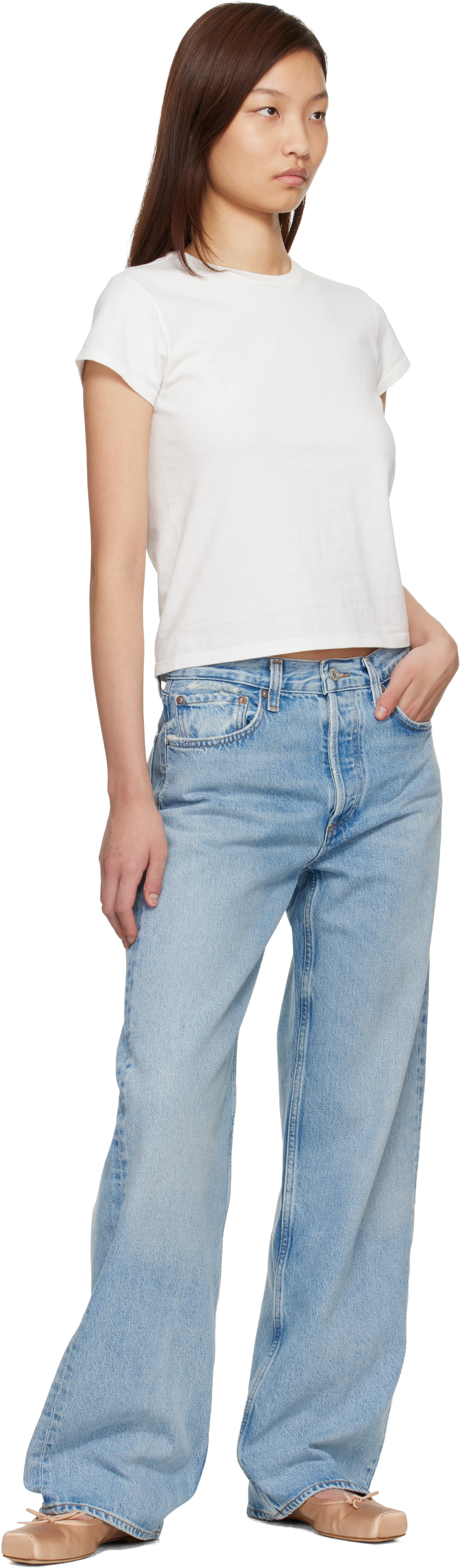 AGOLDE - Jean Arc bleu à taille mi-haute