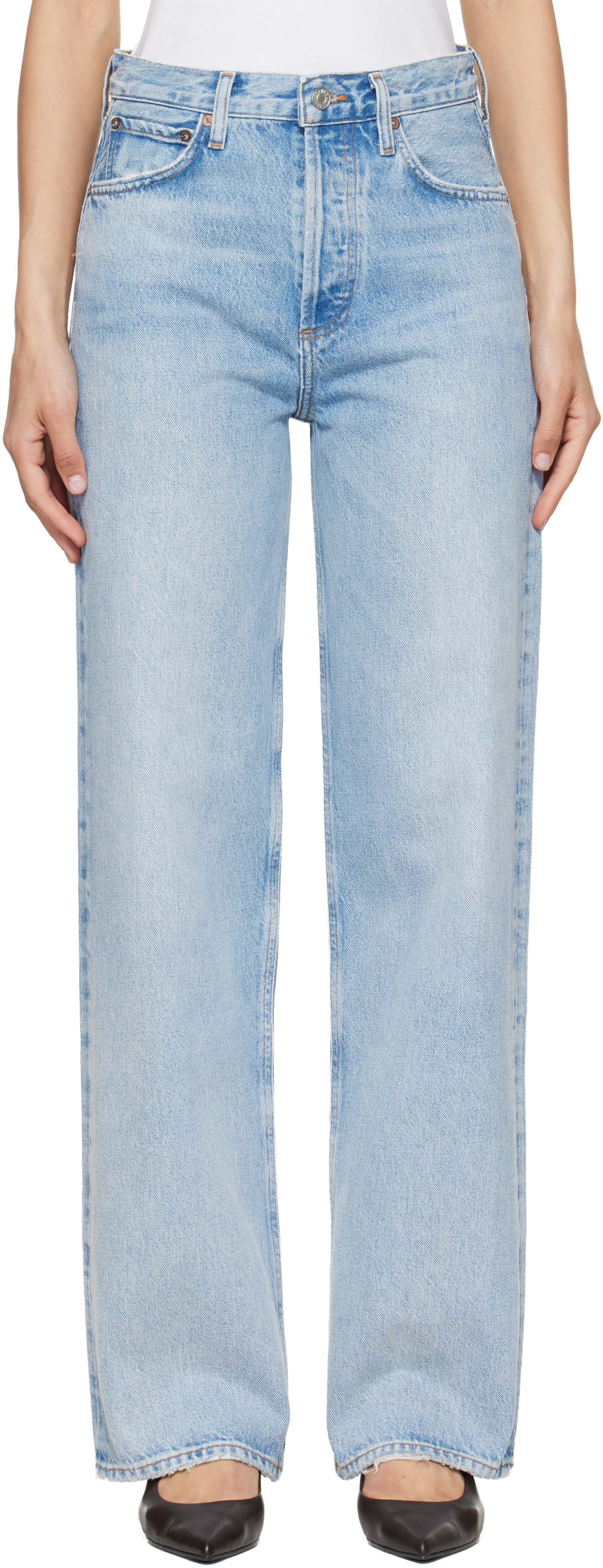 AGOLDE - Jean ample Ren bleu à taille haute