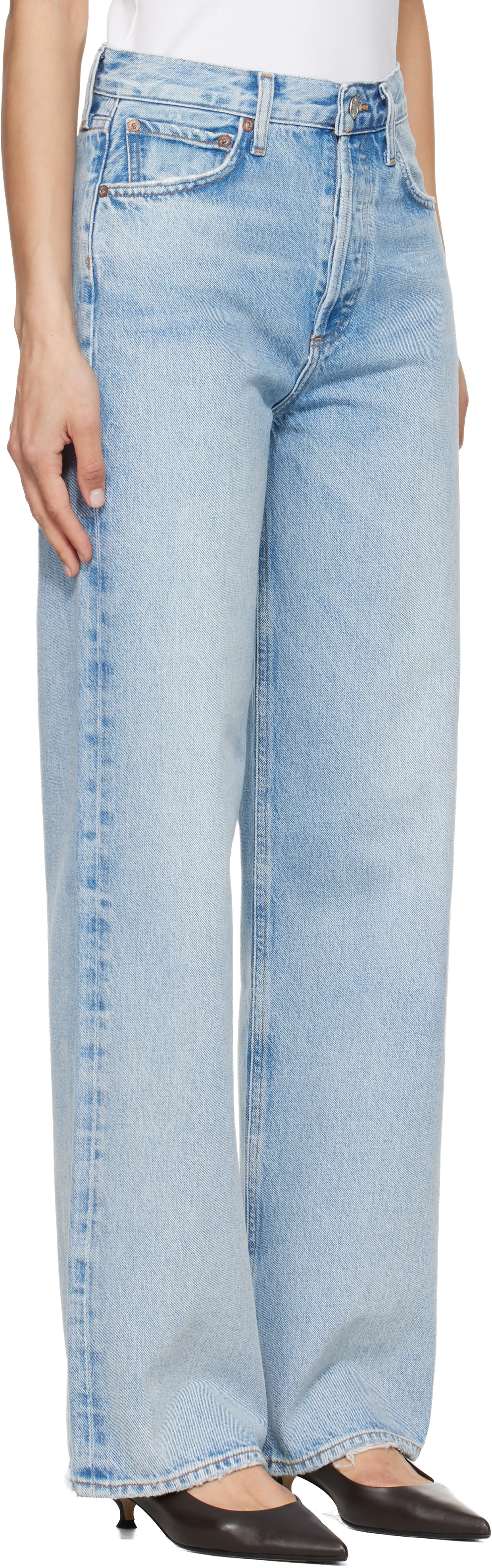 AGOLDE - Jean ample Ren bleu à taille haute