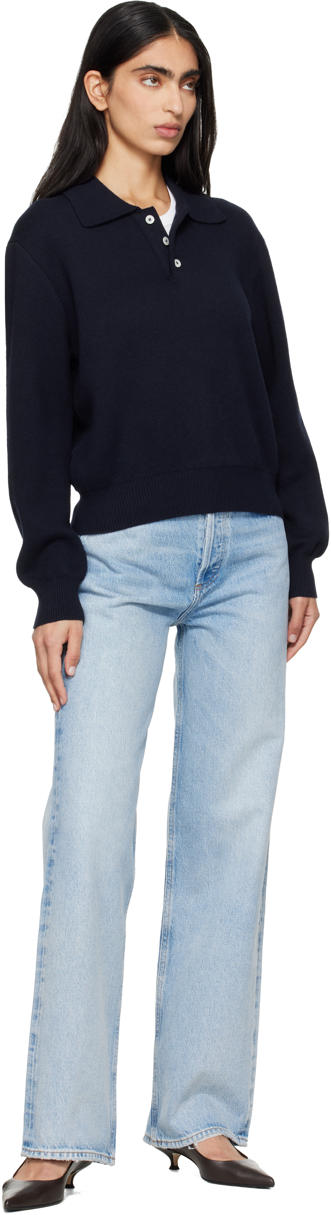 AGOLDE - Jean ample Ren bleu à taille haute