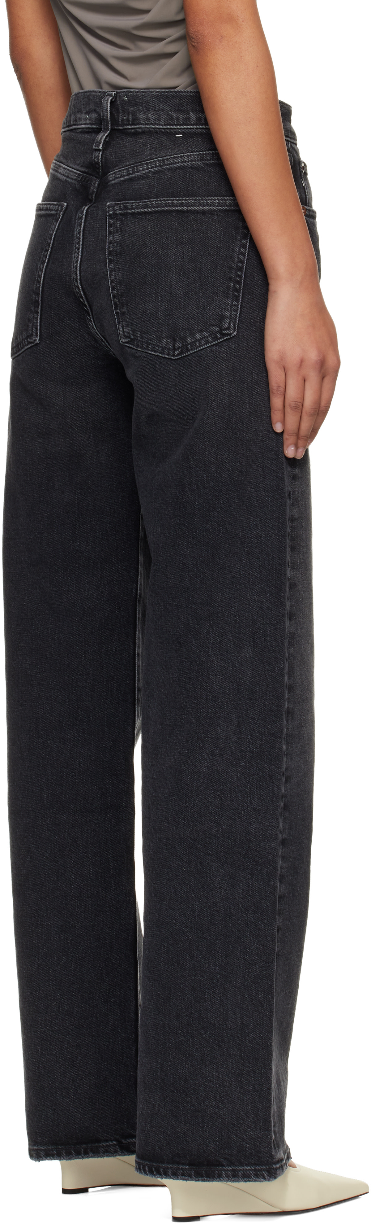 AGOLDE - Jean droit Harper noir en denim extensible