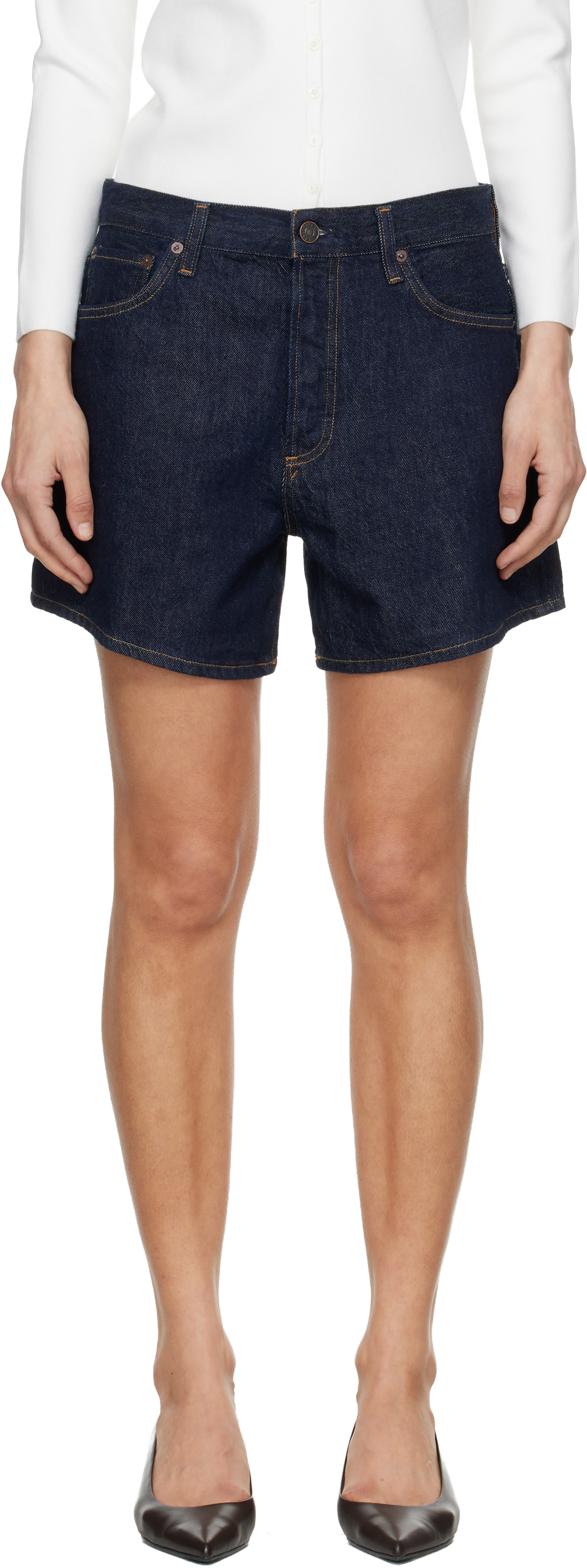 AGOLDE - Short Leith bleu marine en denim