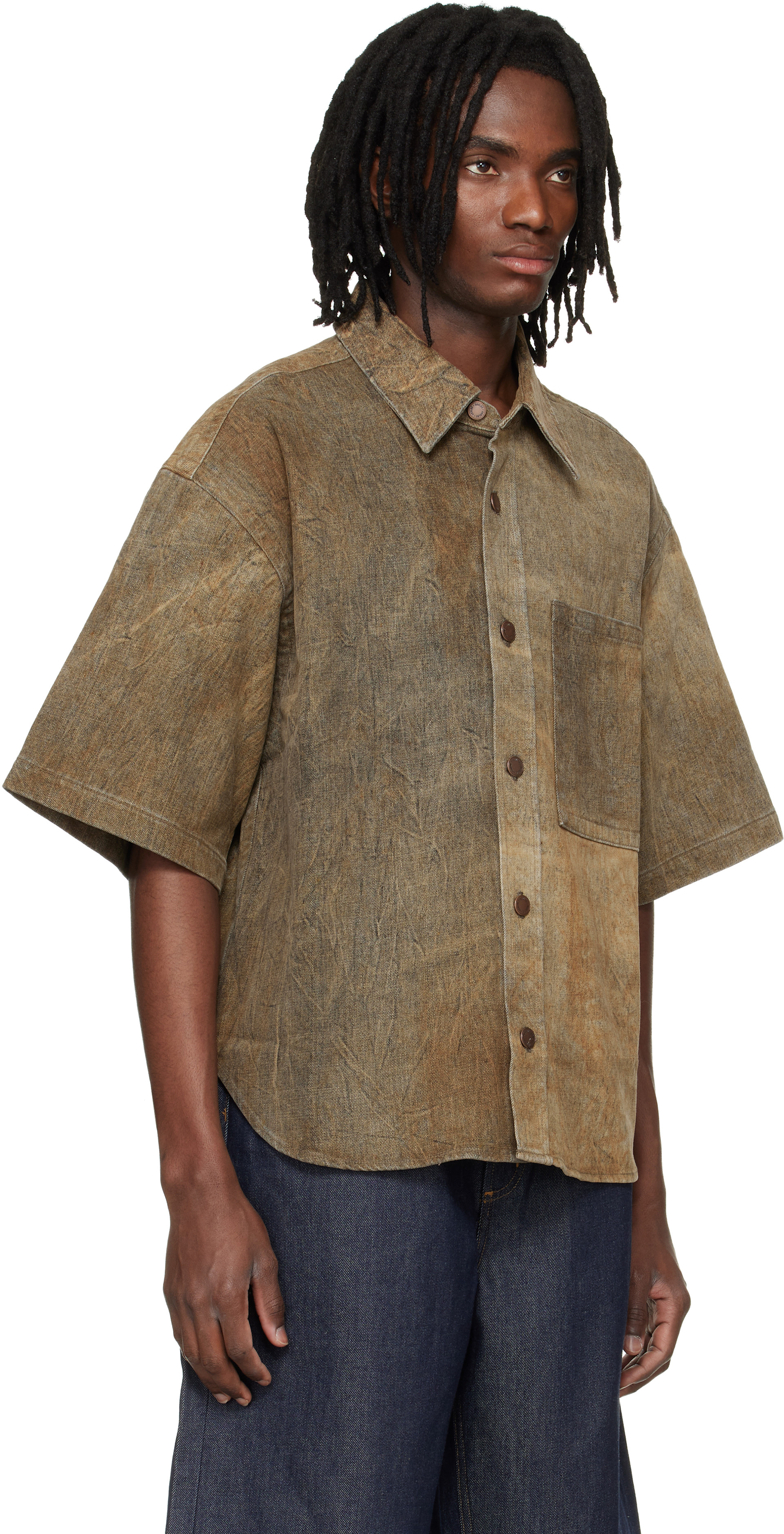 AGOLDE - Brown Comfort Stretch Watson Denim Shirt