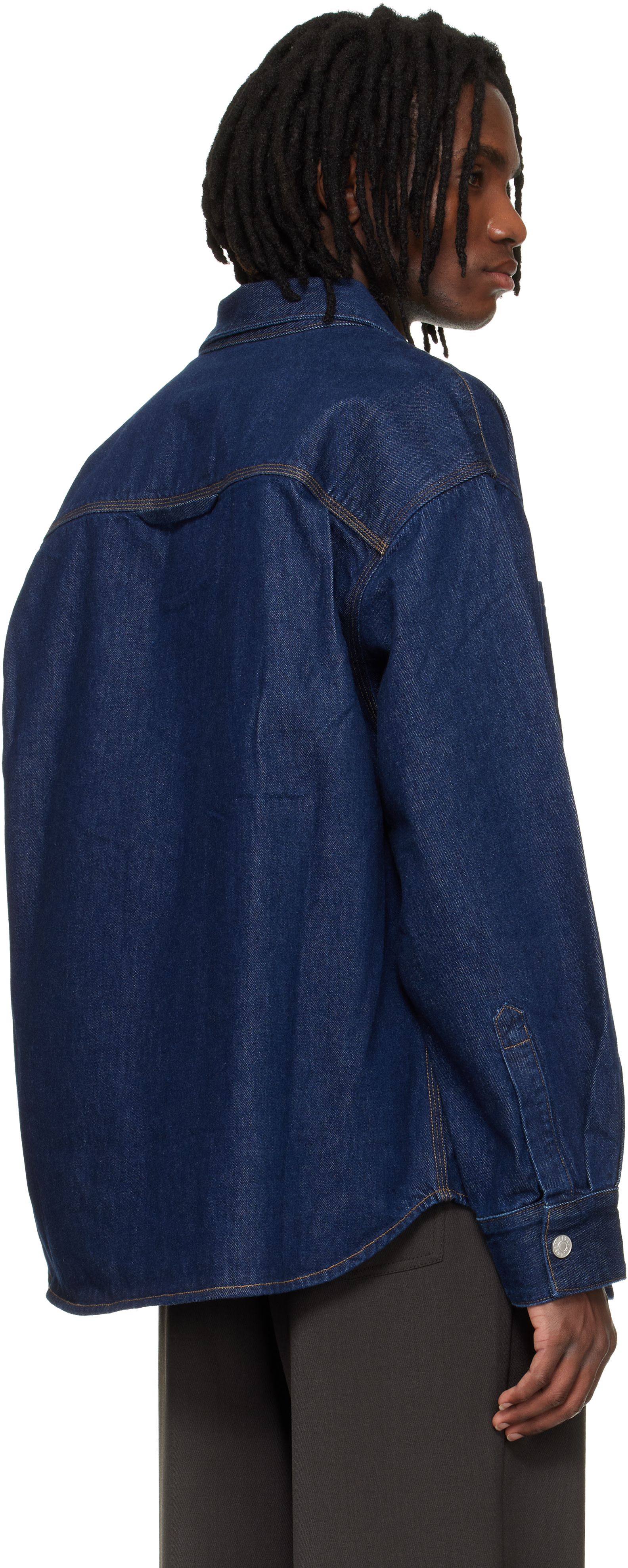 AGOLDE: Navy Atticus Denim Shirt | SSENSE