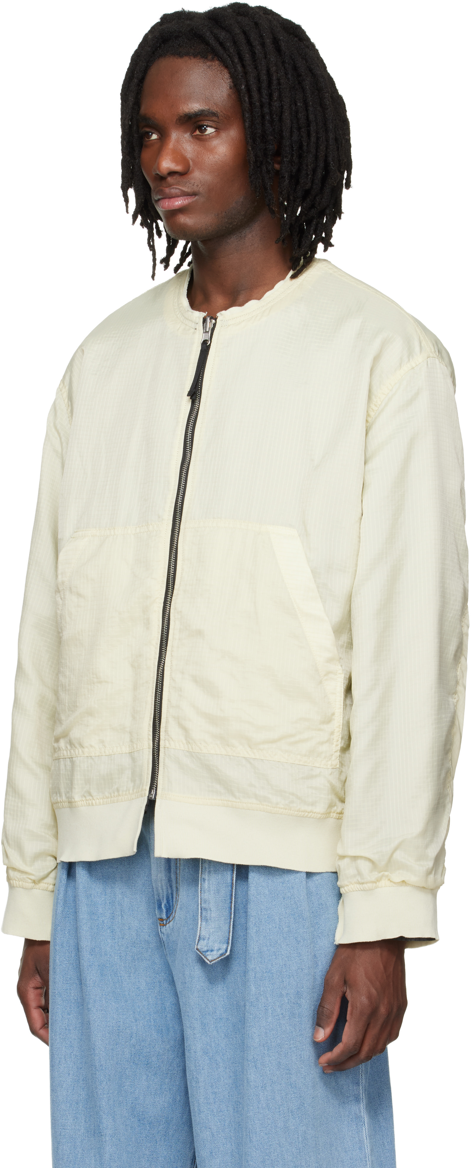 Solid Homme - Black Layered Collarless Reversible Bomber Jacket
