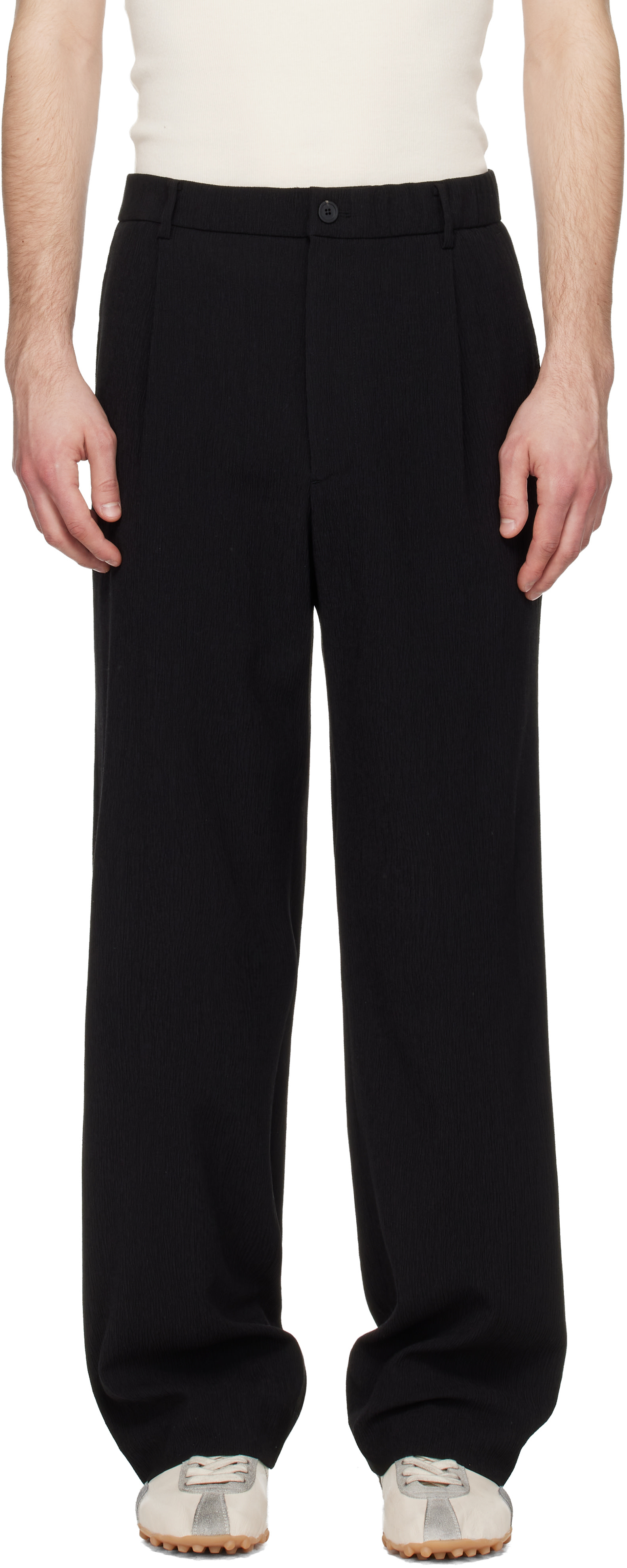 Solid Homme - Pantalon noir à plis