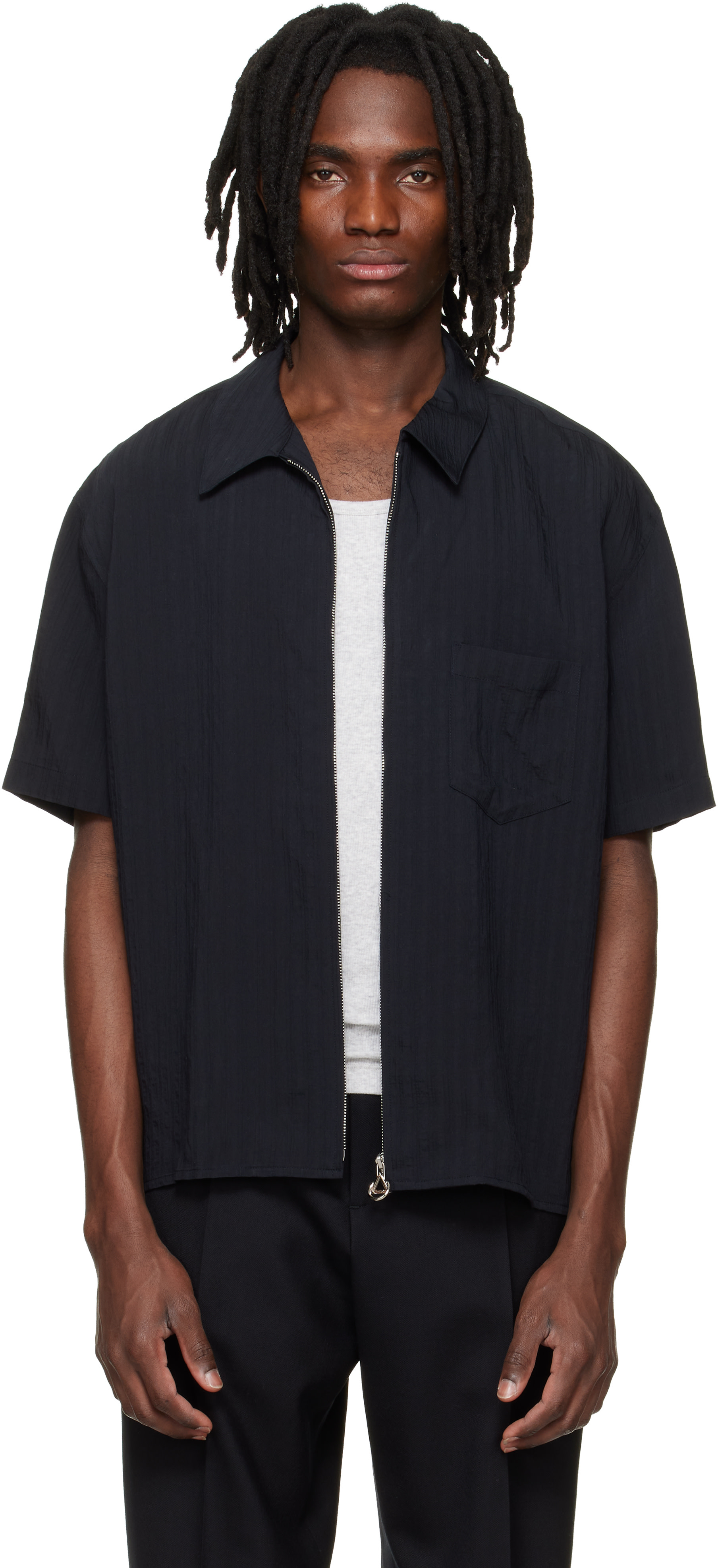 Solid Homme - Chemise noire à glissière