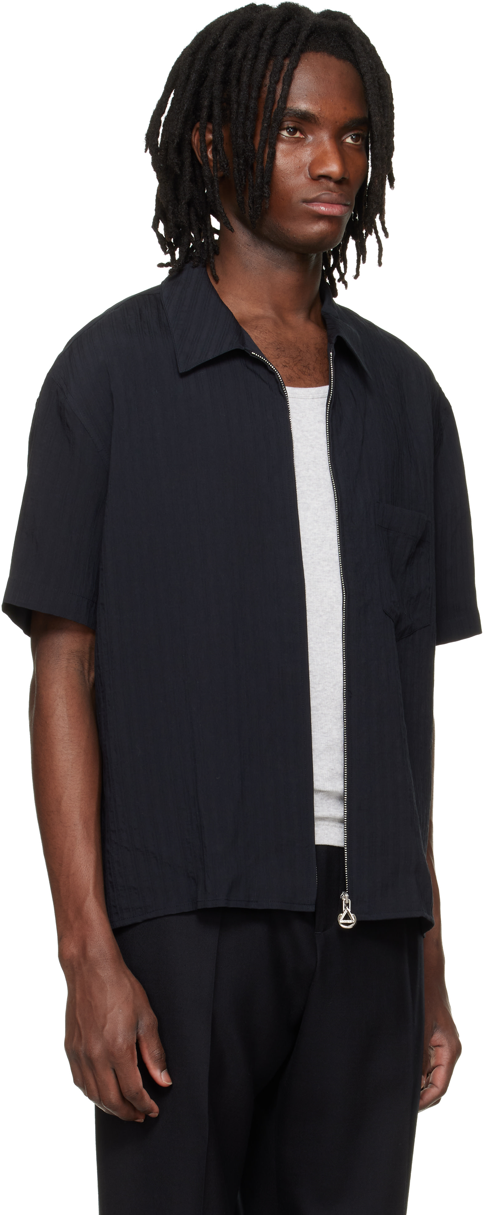 Solid Homme - Chemise noire à glissière