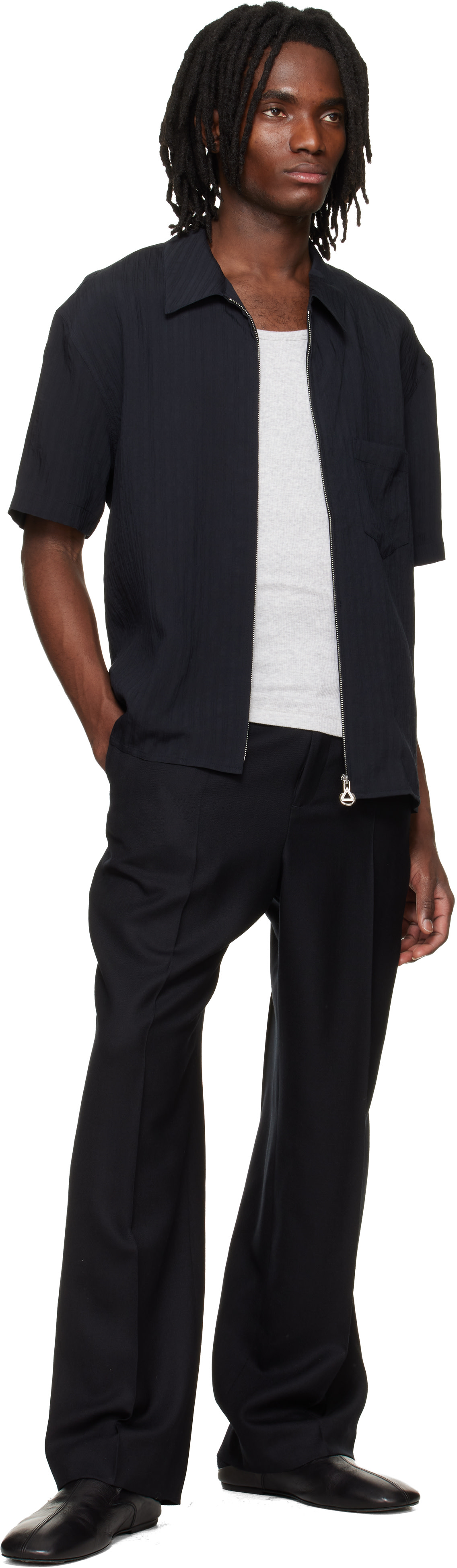 Solid Homme - Chemise noire à glissière