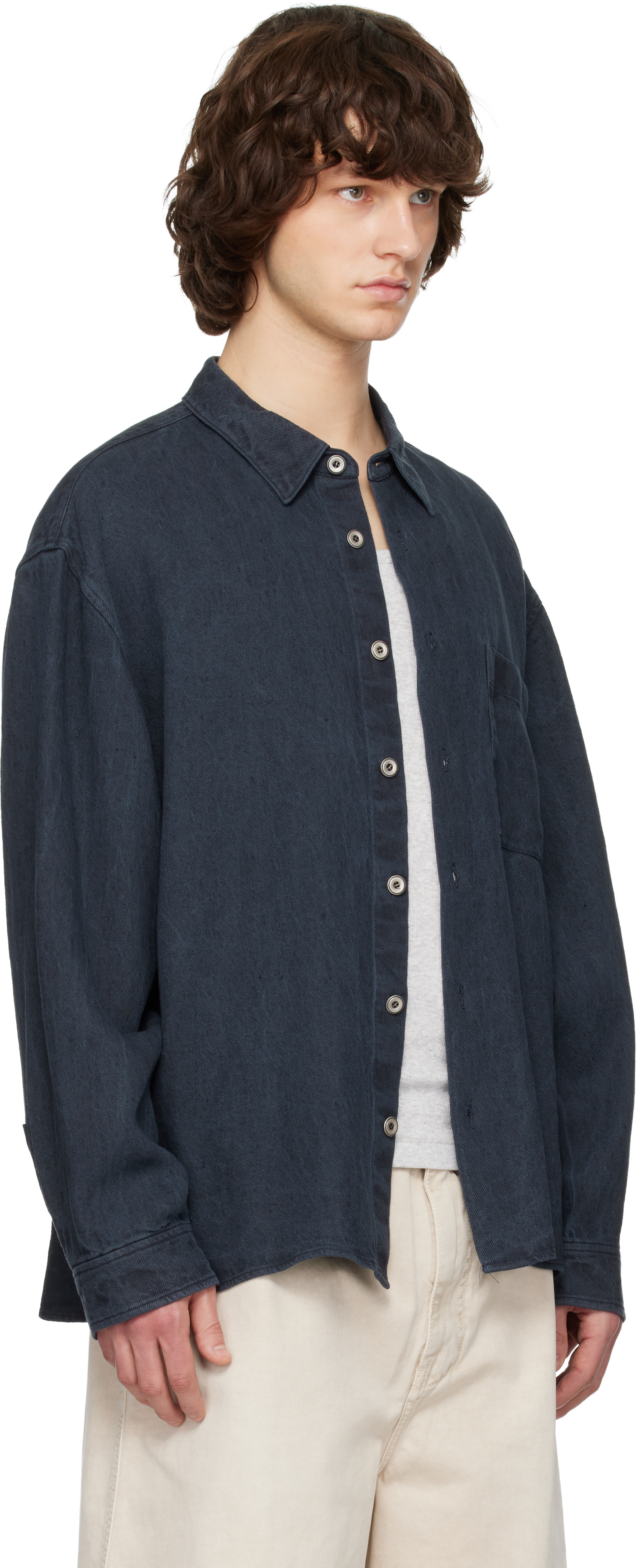 Solid Homme - Chemise grise à effet délavé
