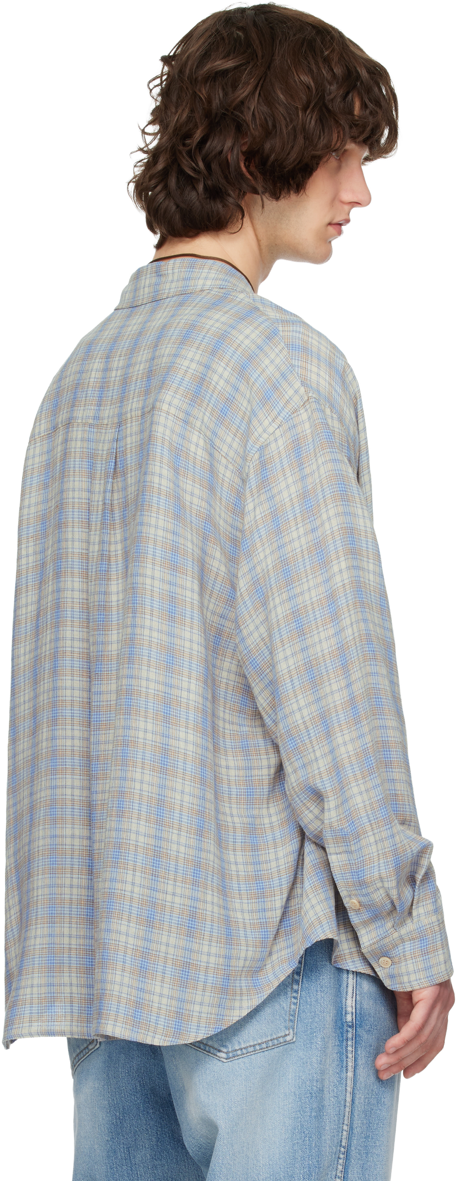 Solid Homme - Blue Viscose Linen Check Shirt
