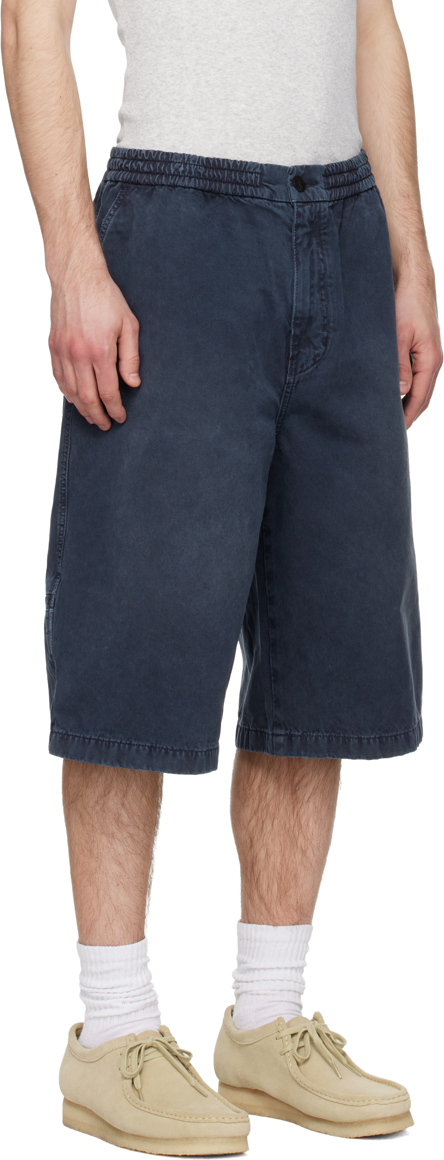 Solid Homme - Short gris en denim à effet délavé