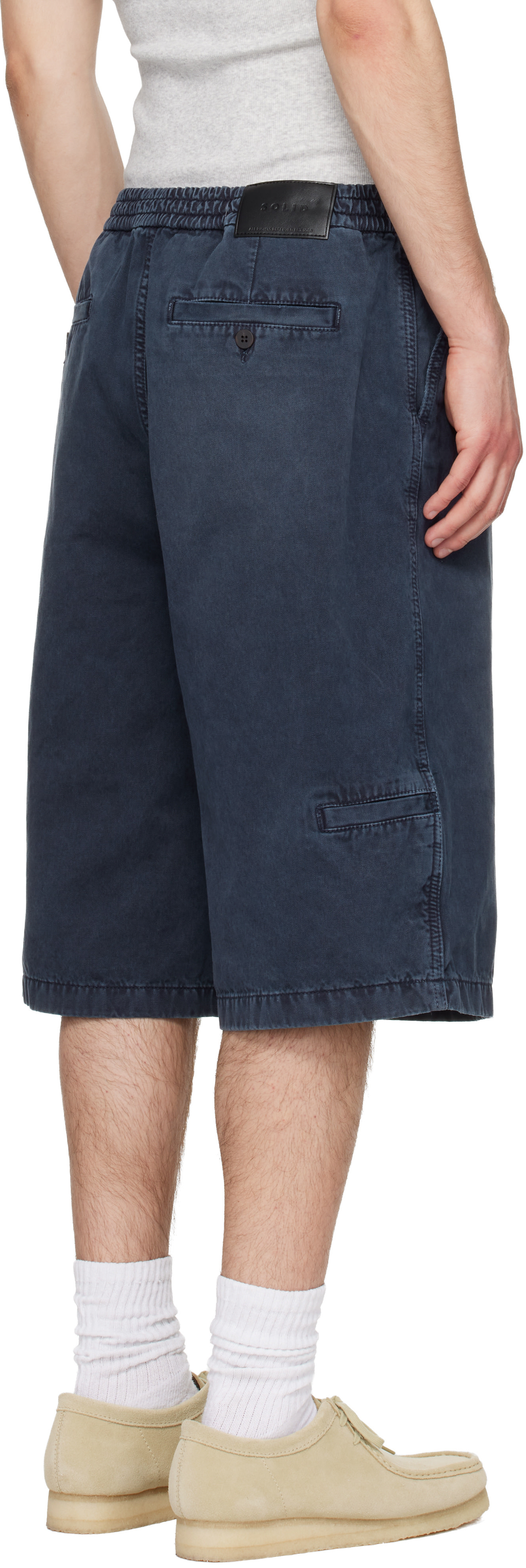 Solid Homme - Short gris en denim à effet délavé