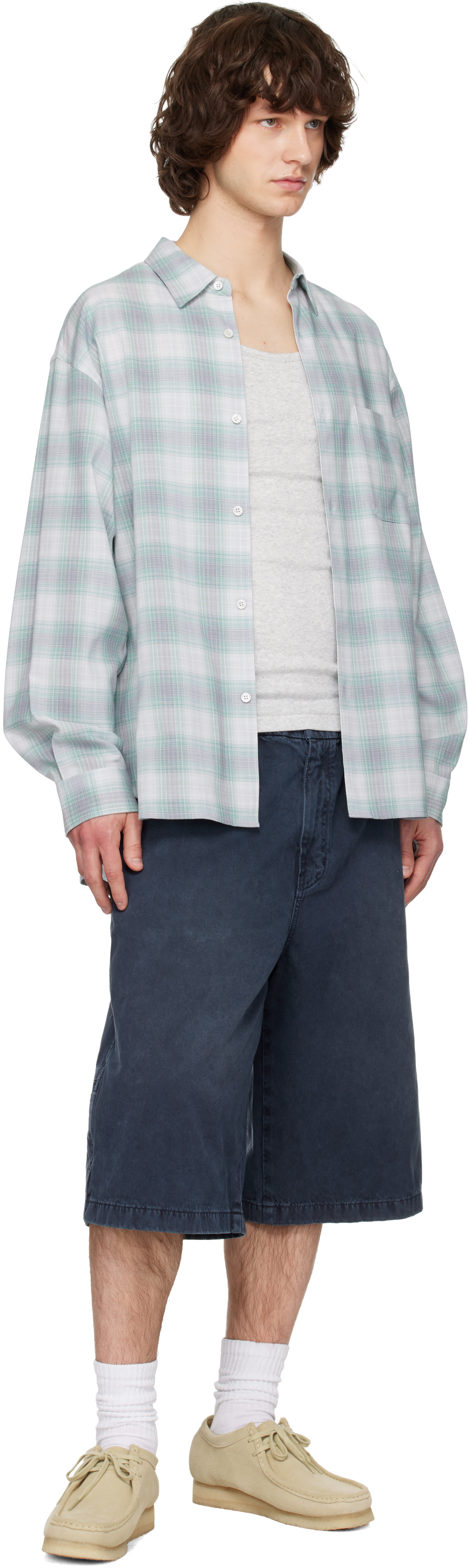 Solid Homme - Short gris en denim à effet délavé
