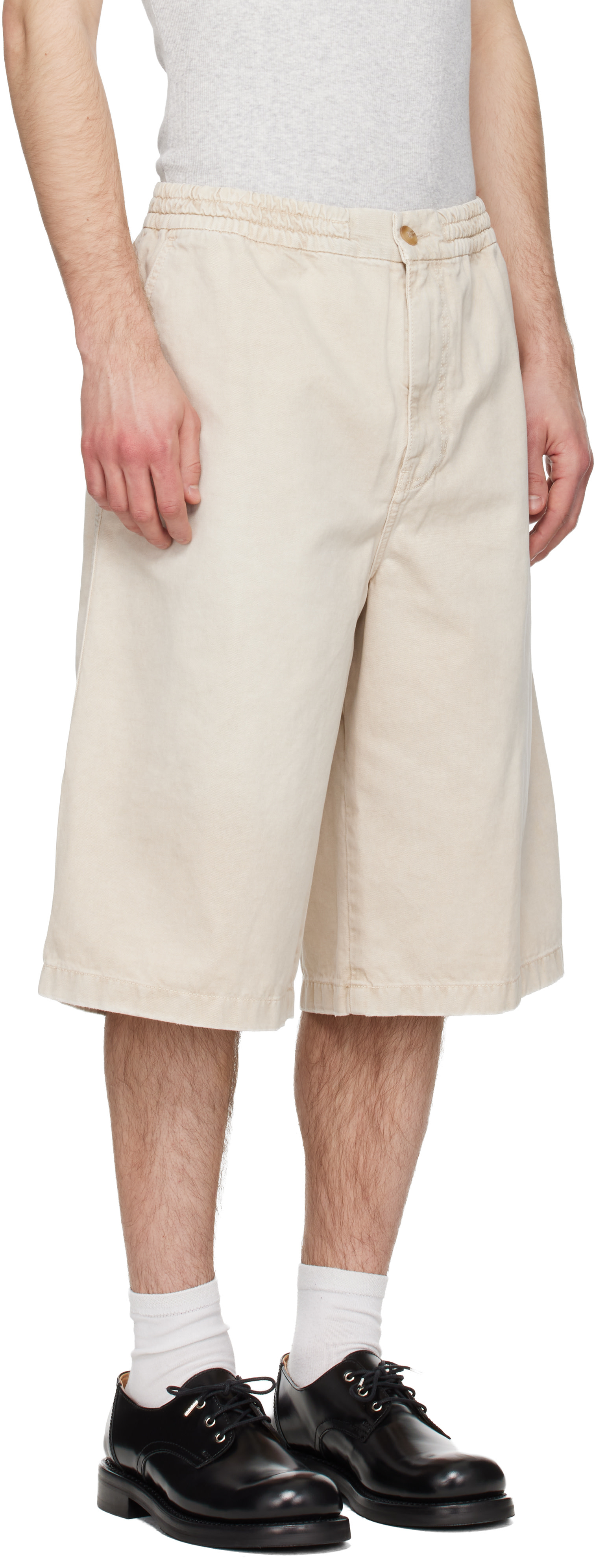 Solid Homme - Short beige en denim à effet délavé