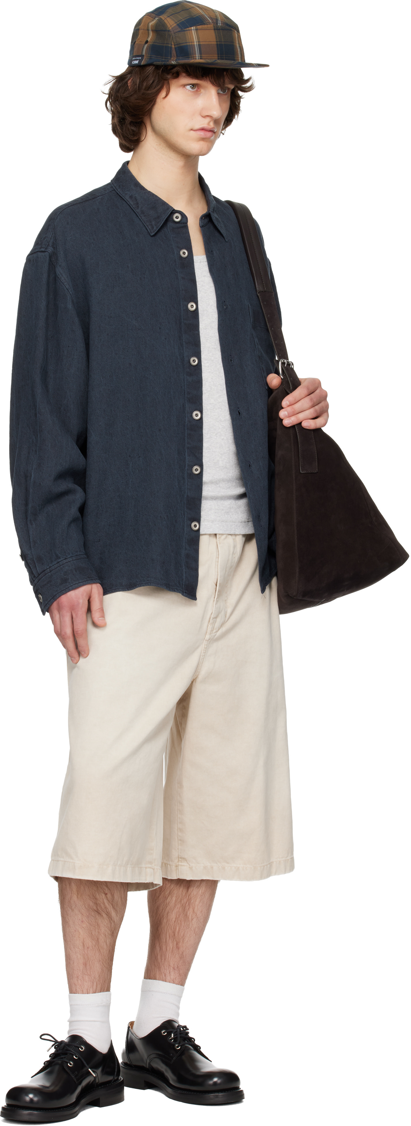 Solid Homme - Short beige en denim à effet délavé