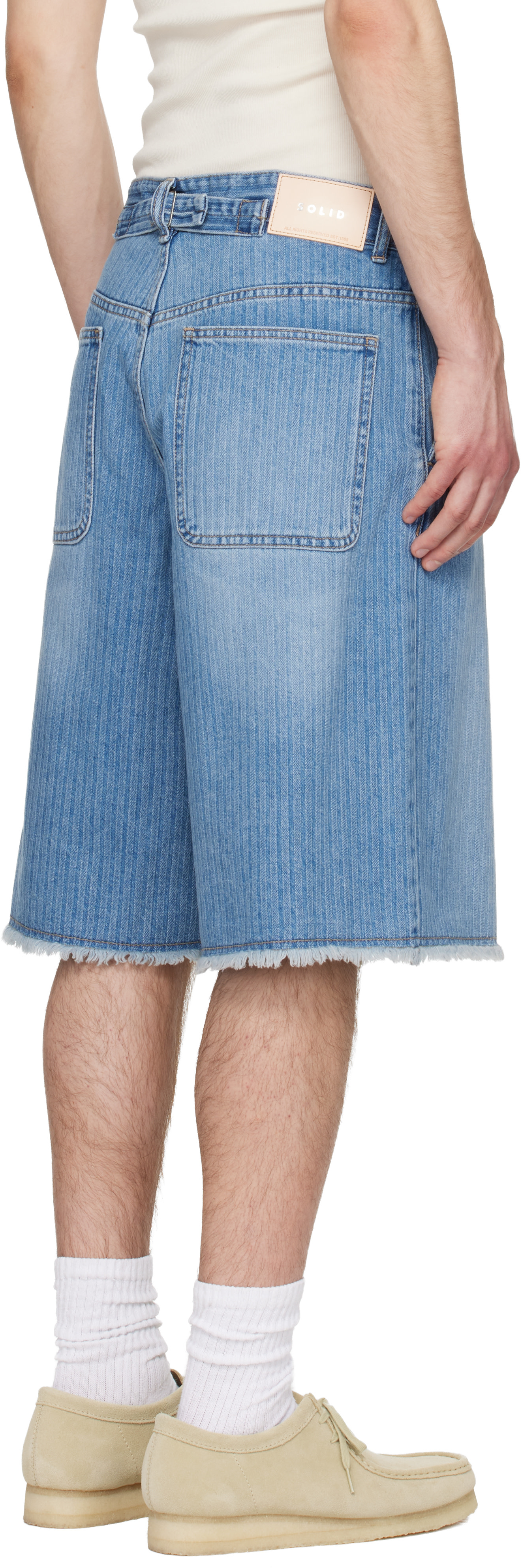 Solid Homme - Blue Stripe Denim Bermuda Shorts