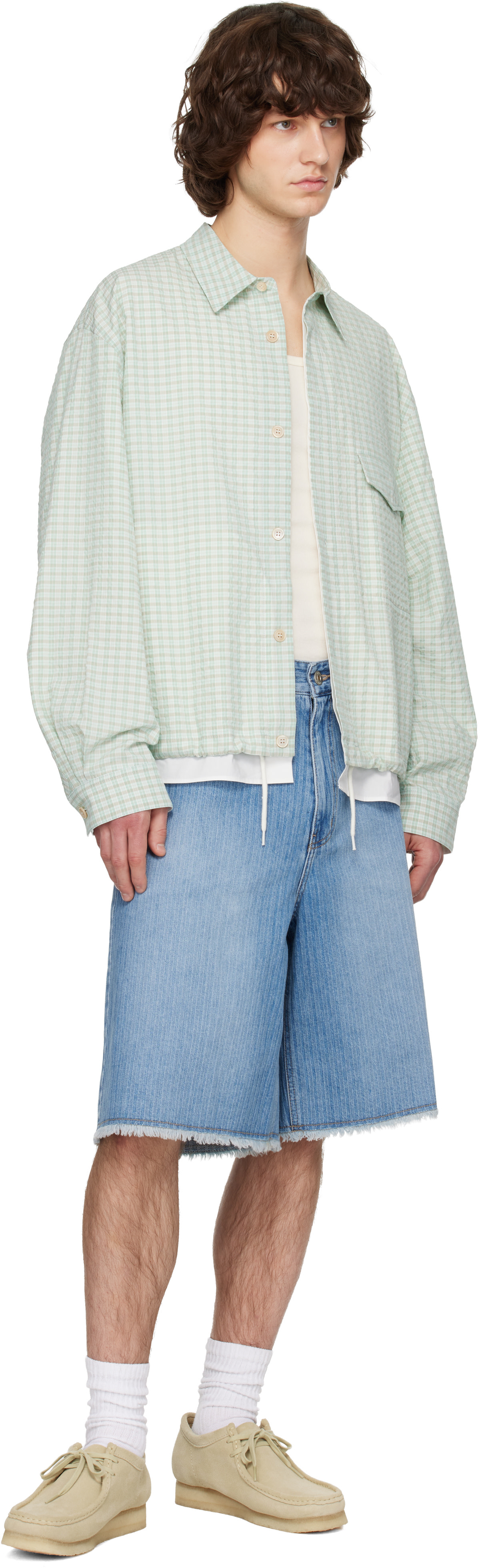 Solid Homme - Blue Stripe Denim Bermuda Shorts