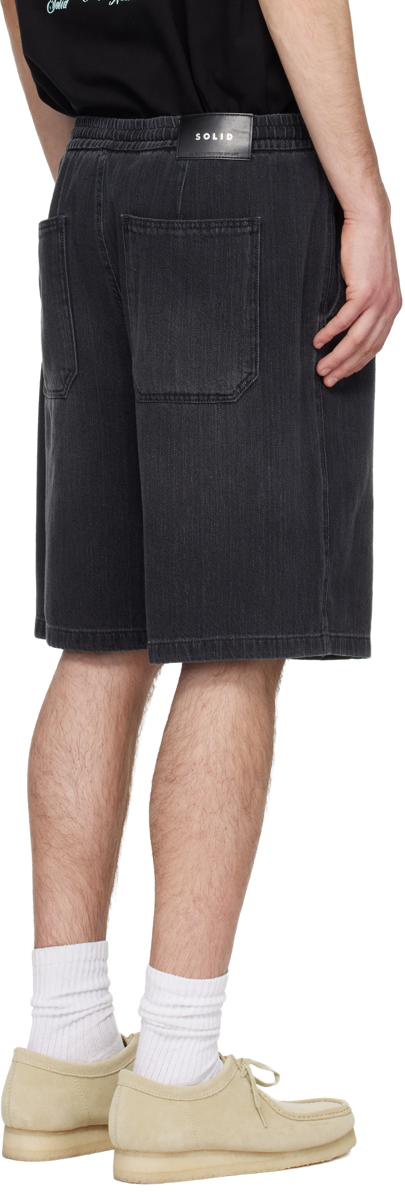 Solid Homme - Gray Drawstring Denim Shorts