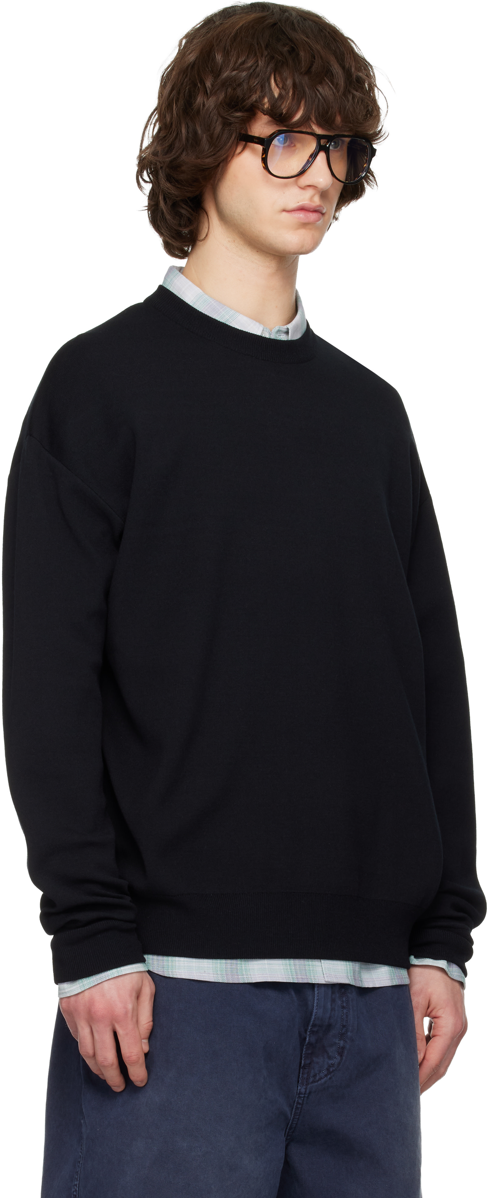 Solid Homme - Pull noir en tricot à col ras du cou
