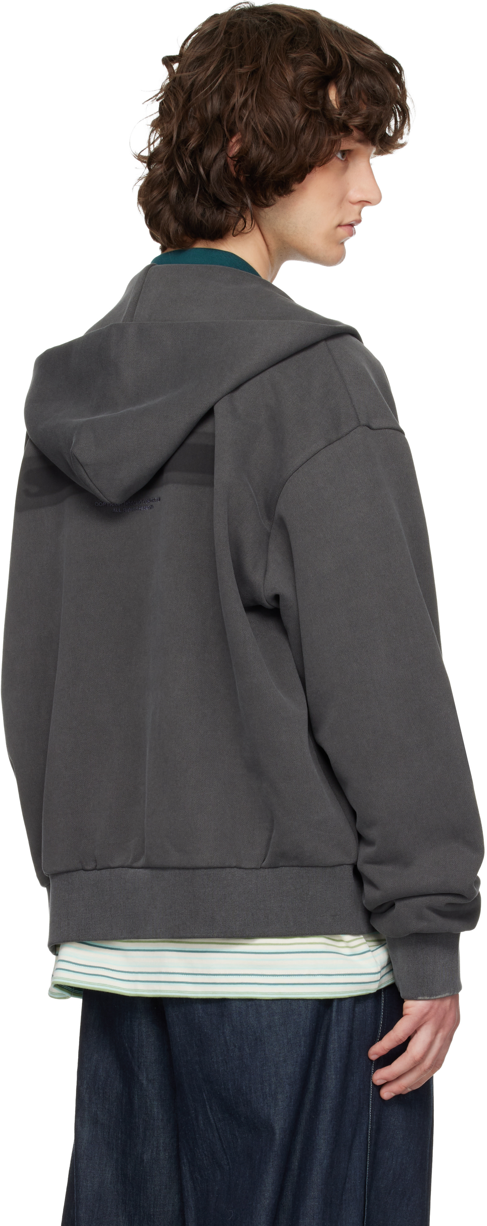 Solid Homme - Pull à capuche gris à glissière et à logo contrastant noir