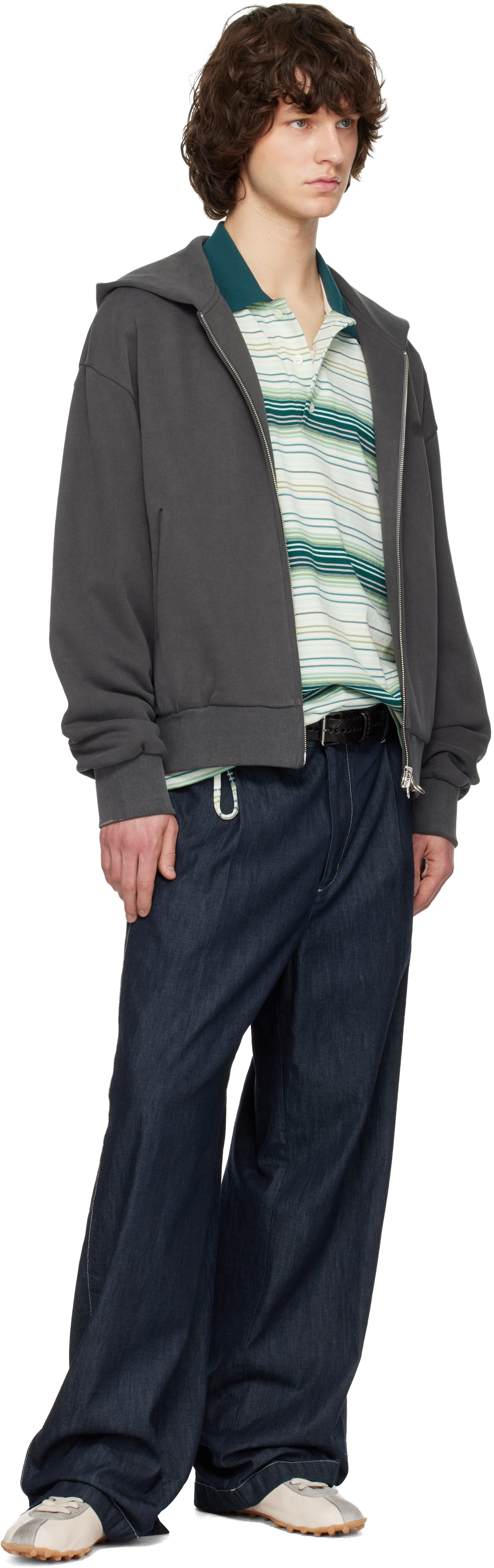 Solid Homme - Pull à capuche gris à glissière et à logo contrastant noir
