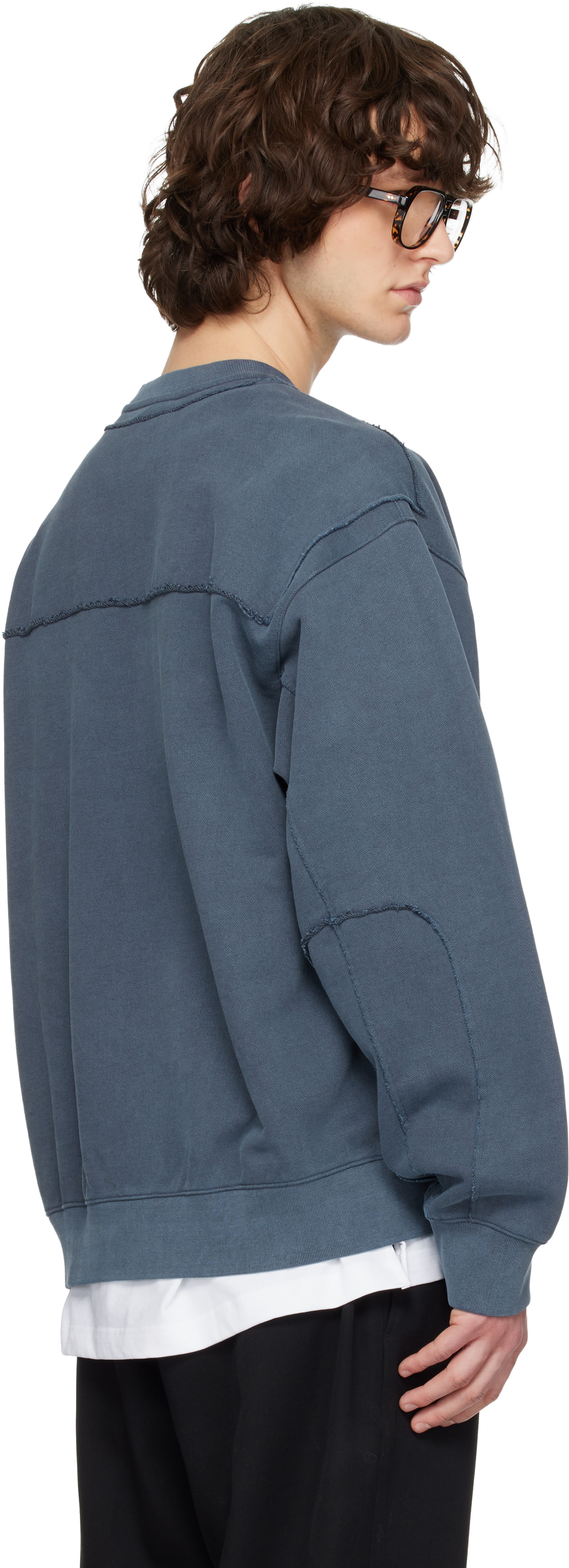Solid Homme - Navy Solid Out Seam Sweatshirt