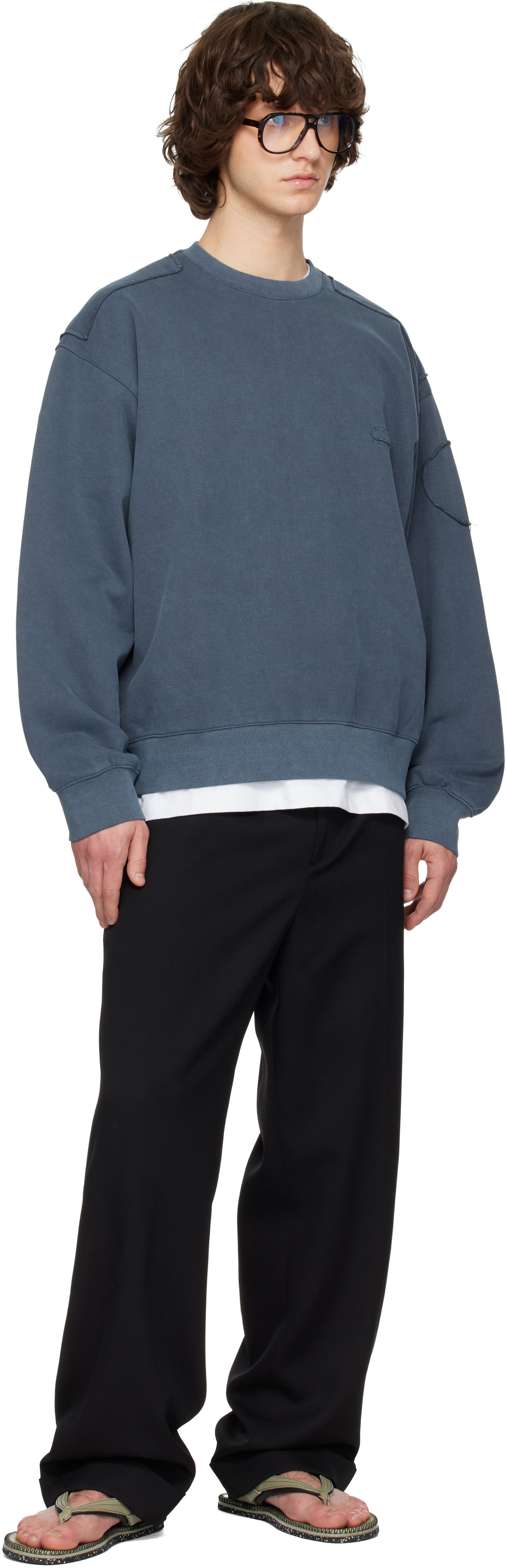 Solid Homme - Navy Solid Out Seam Sweatshirt