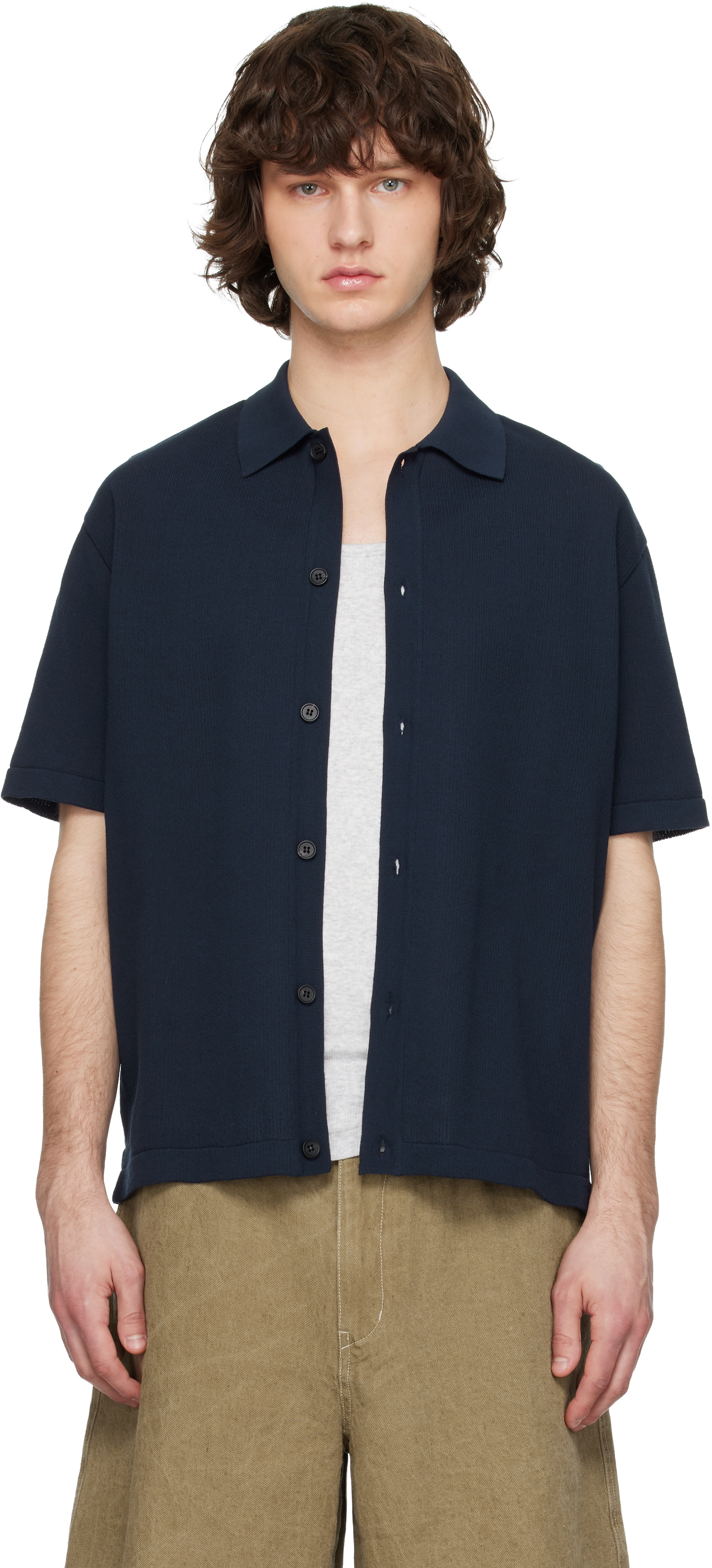 Solid Homme - Polo bleu marine en coton