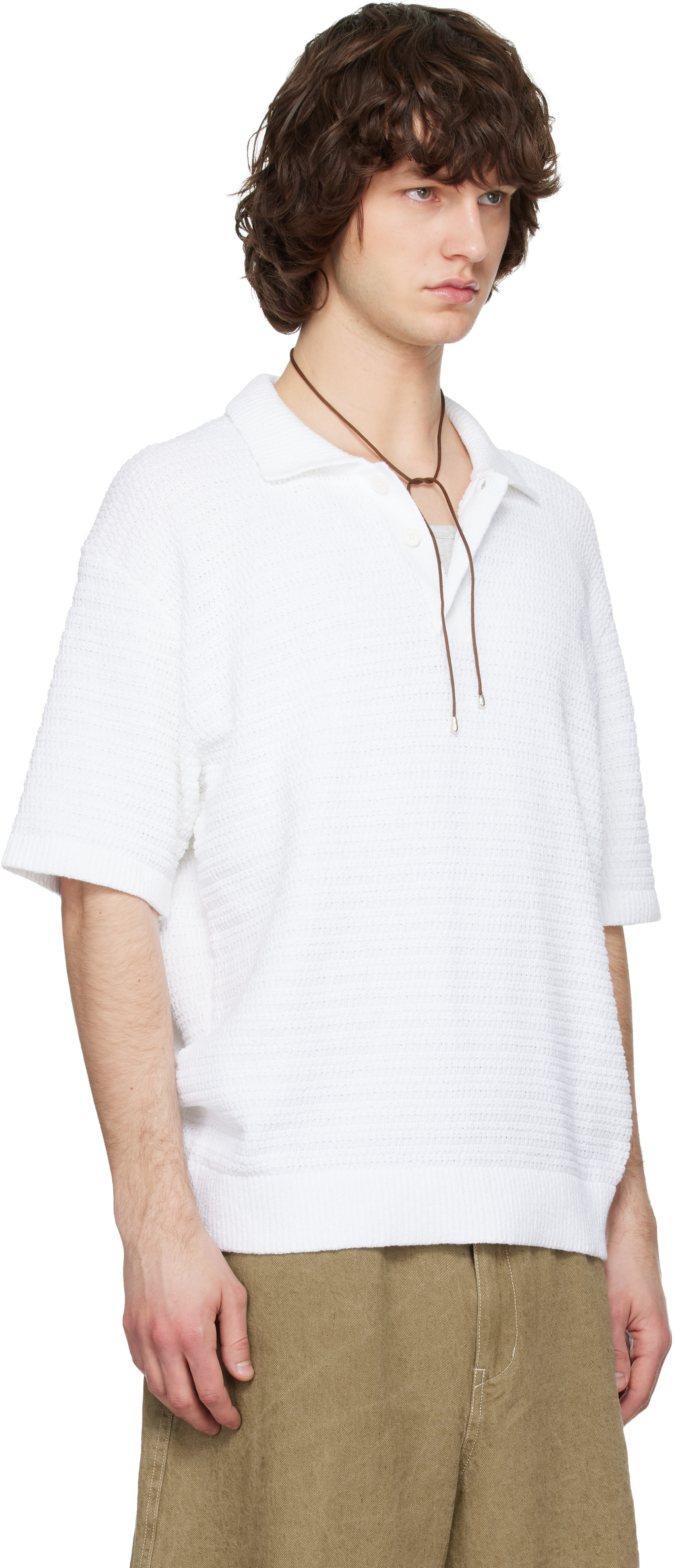 Solid Homme - White Textured Polo