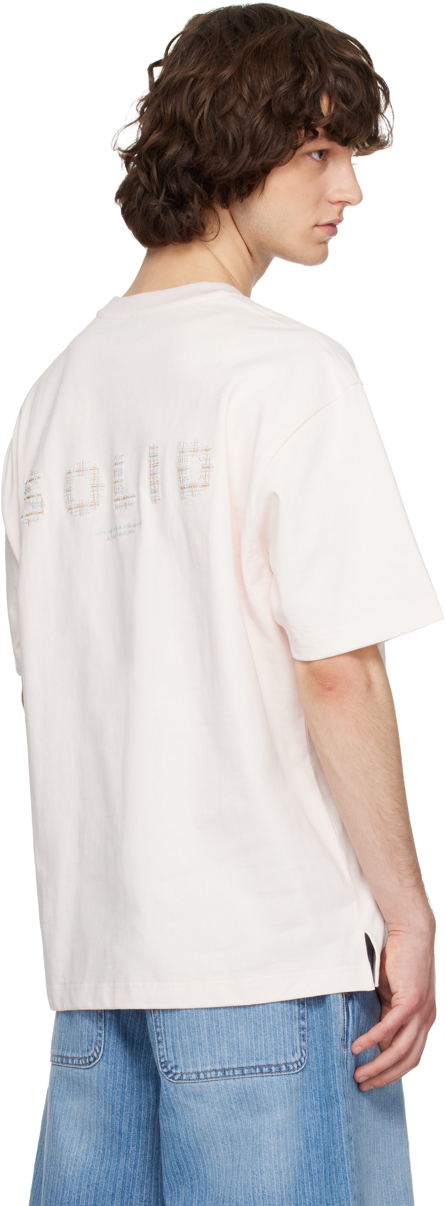 Solid Homme - ピンク Solid Tweed Back Logo 半袖Tシャツ