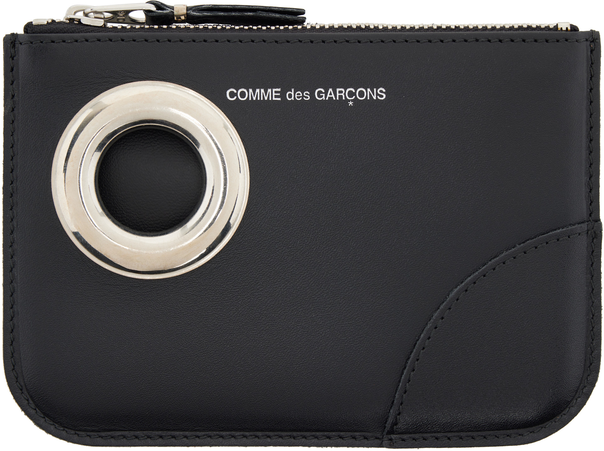 COMME des GARÇONS WALLETS: Black Eyelet Pouch | SSENSE United Kingdom
