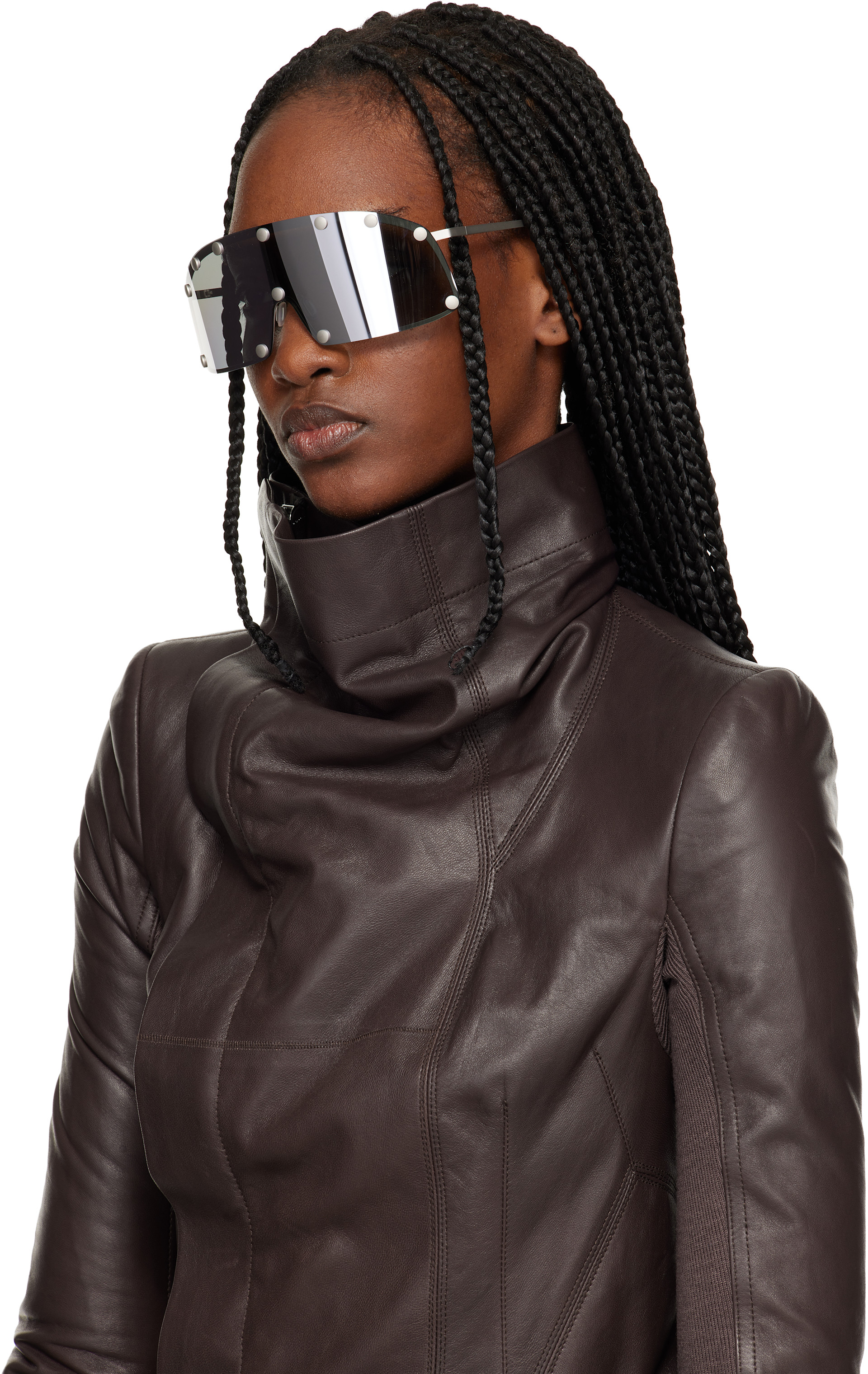 Rick Owens - Silver Temple Shielding Sunglasses
