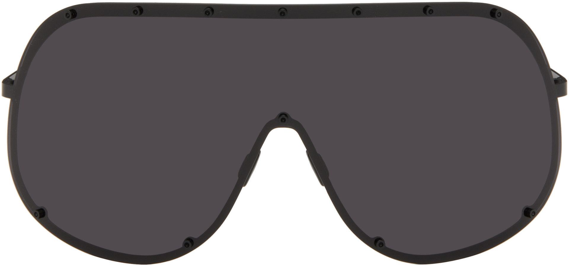 Rick Owens: Black Temple Shield Sunglasses | SSENSE