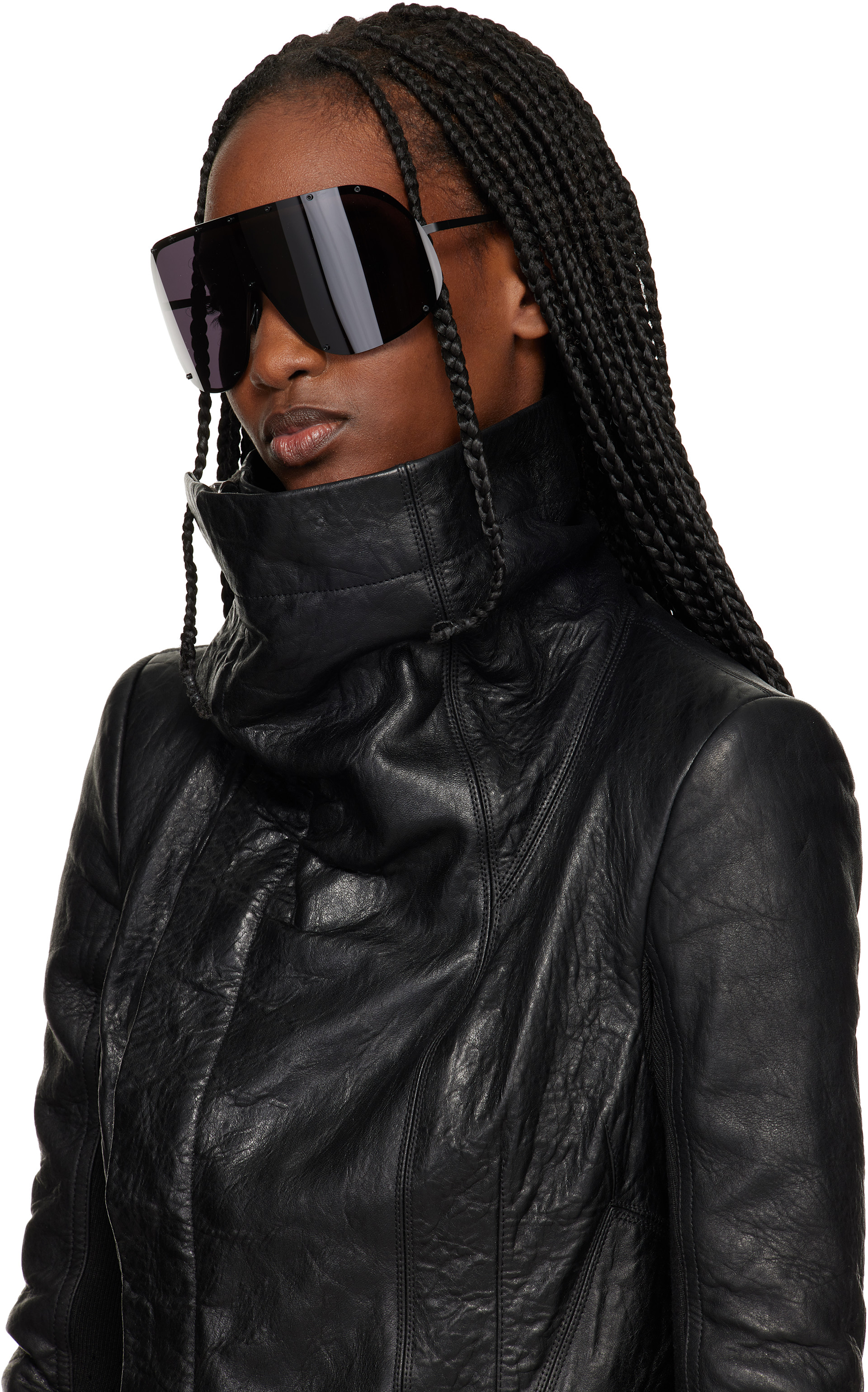 Rick Owens: Black Temple Shield Sunglasses | SSENSE Canada