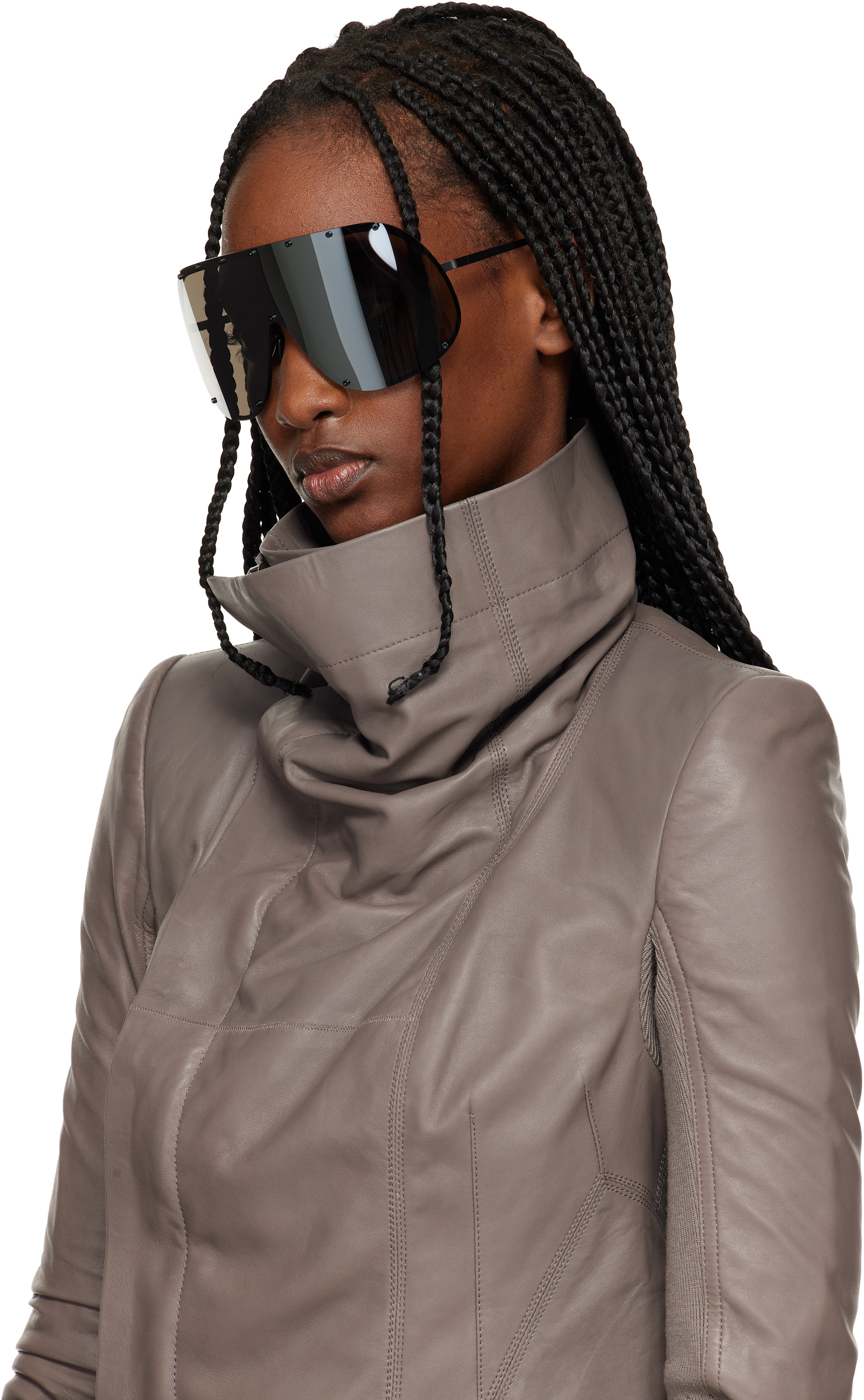 Rick Owens: ブラック Temple Mask サングラス | SSENSE 日本