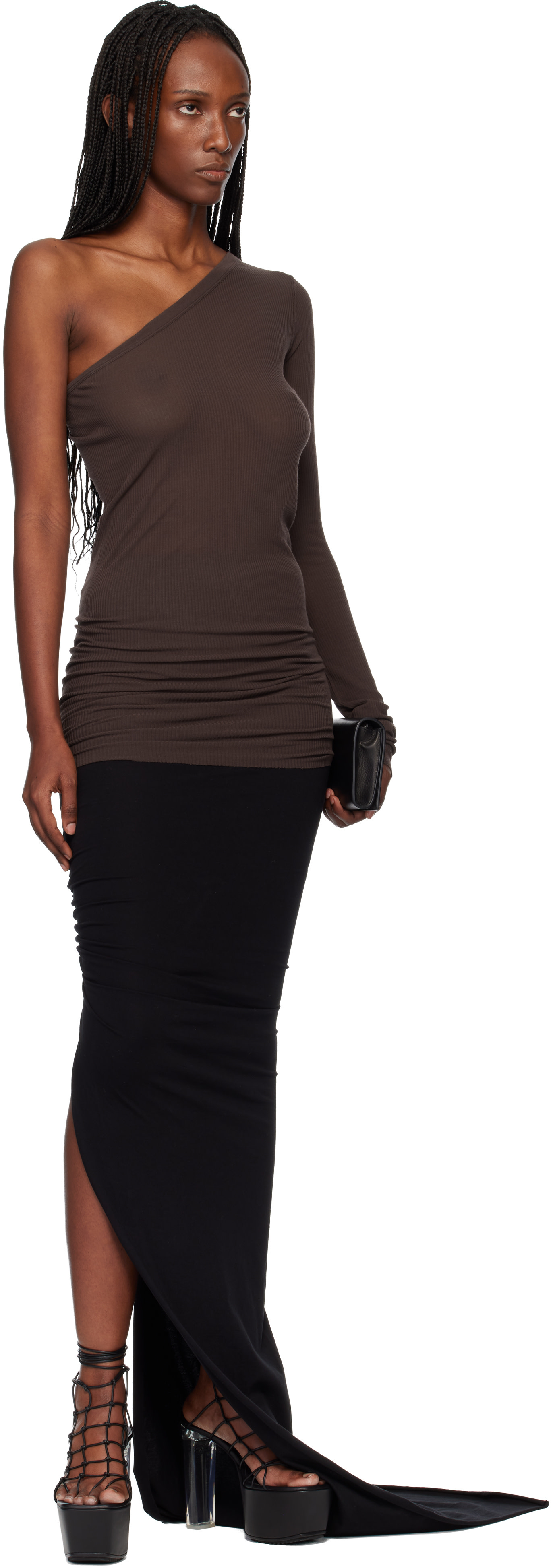 Rick Owens - Robe courte Ziggy brune - Temple