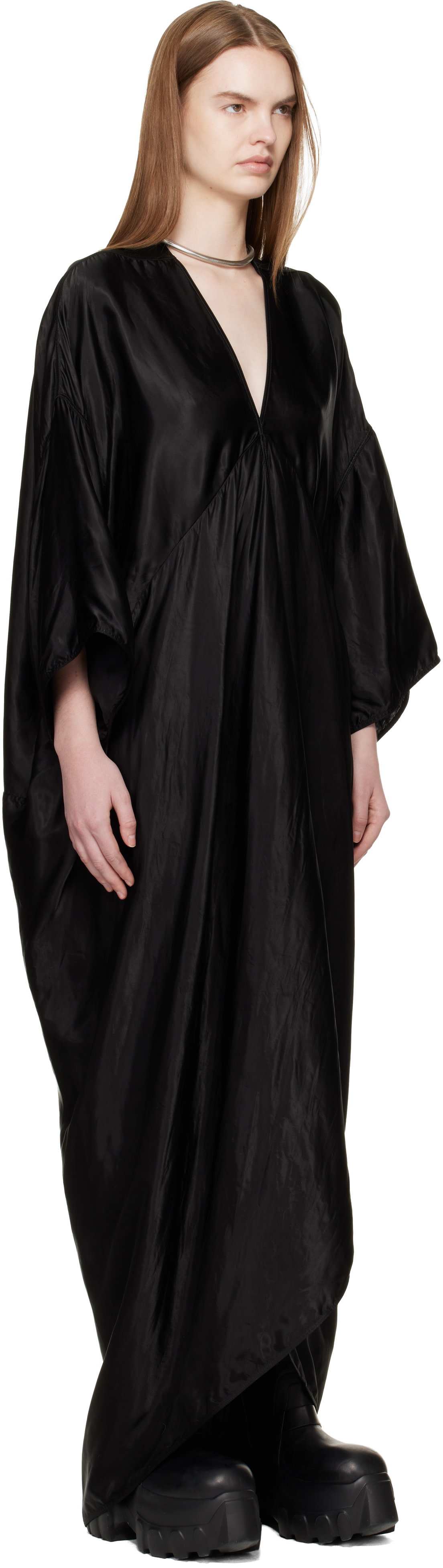 rick owen dress Owens Women's Combo Slip Gown - Black THIS FABRIC IS MADE USING CUPRO WHICH IS BIODEGRADABLE AND 100% PLANT BASED Rick Owens Black Temple Tommykite