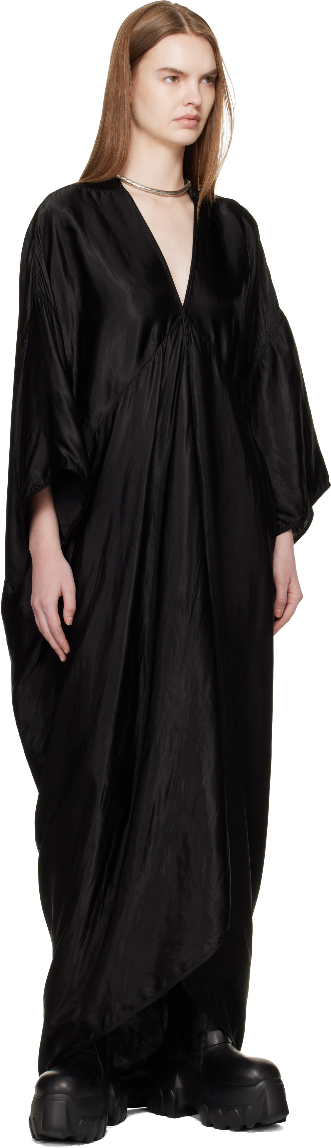 rick owens maxi dress Silk Draped In Black - 34% Off This product is made with low environmental impact materials. Rick Owens Black Tower Strutter