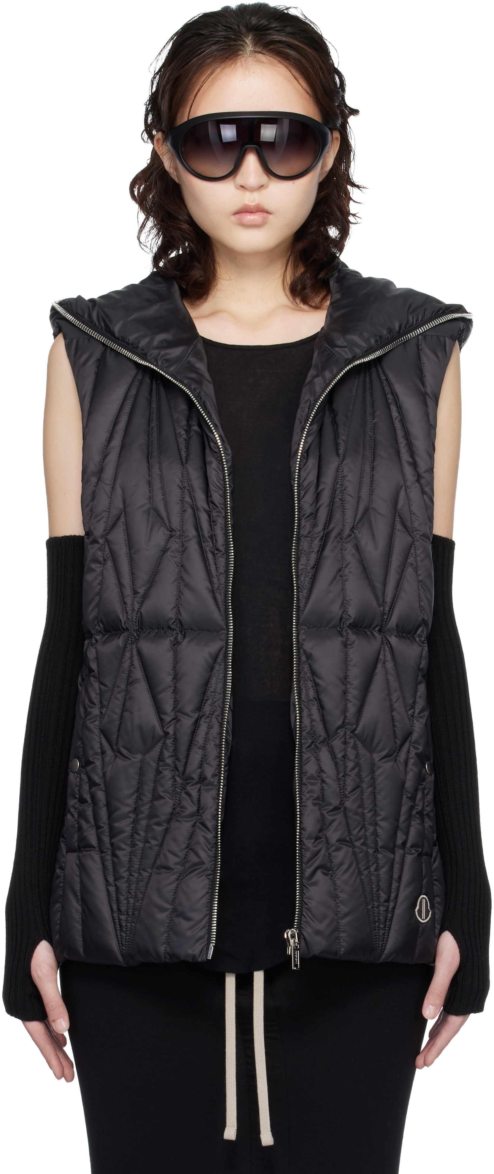 Rick Owens: Moncler + Rick Owens ブラック Geocamo Ziplock ダウン 