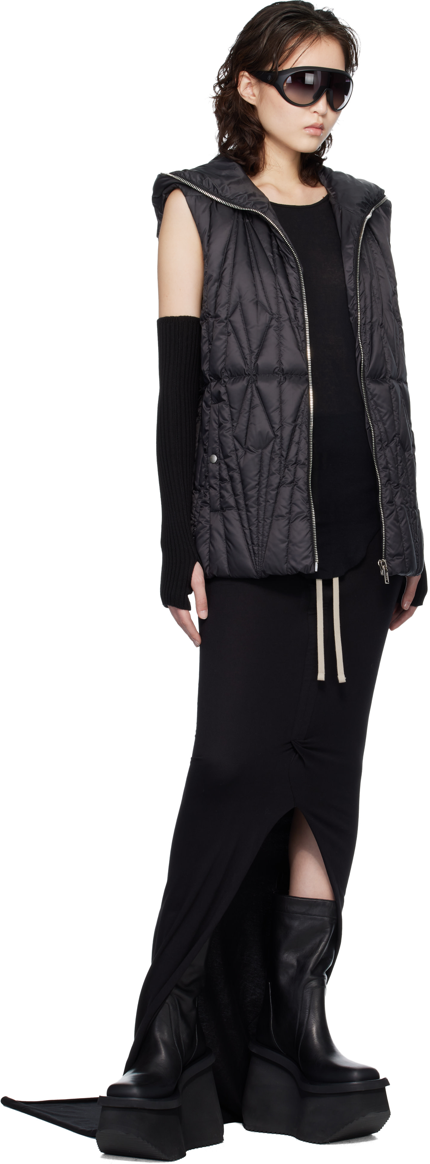 Rick Owens: Moncler + Rick Owens ブラック Geocamo Ziplock ダウン 