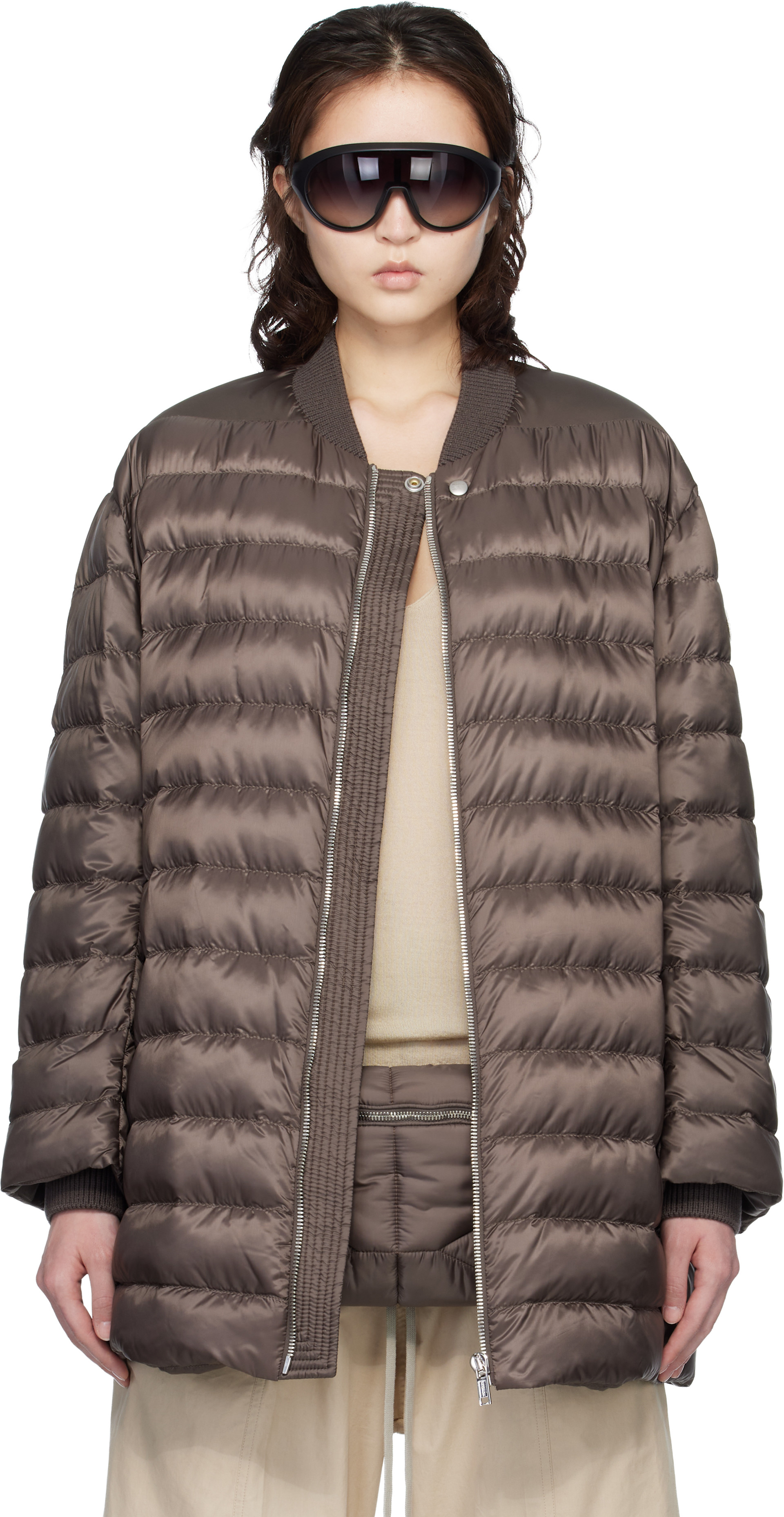Rick Owens - Moncler + Rick Owens 브라운 플라이트 다운 재킷