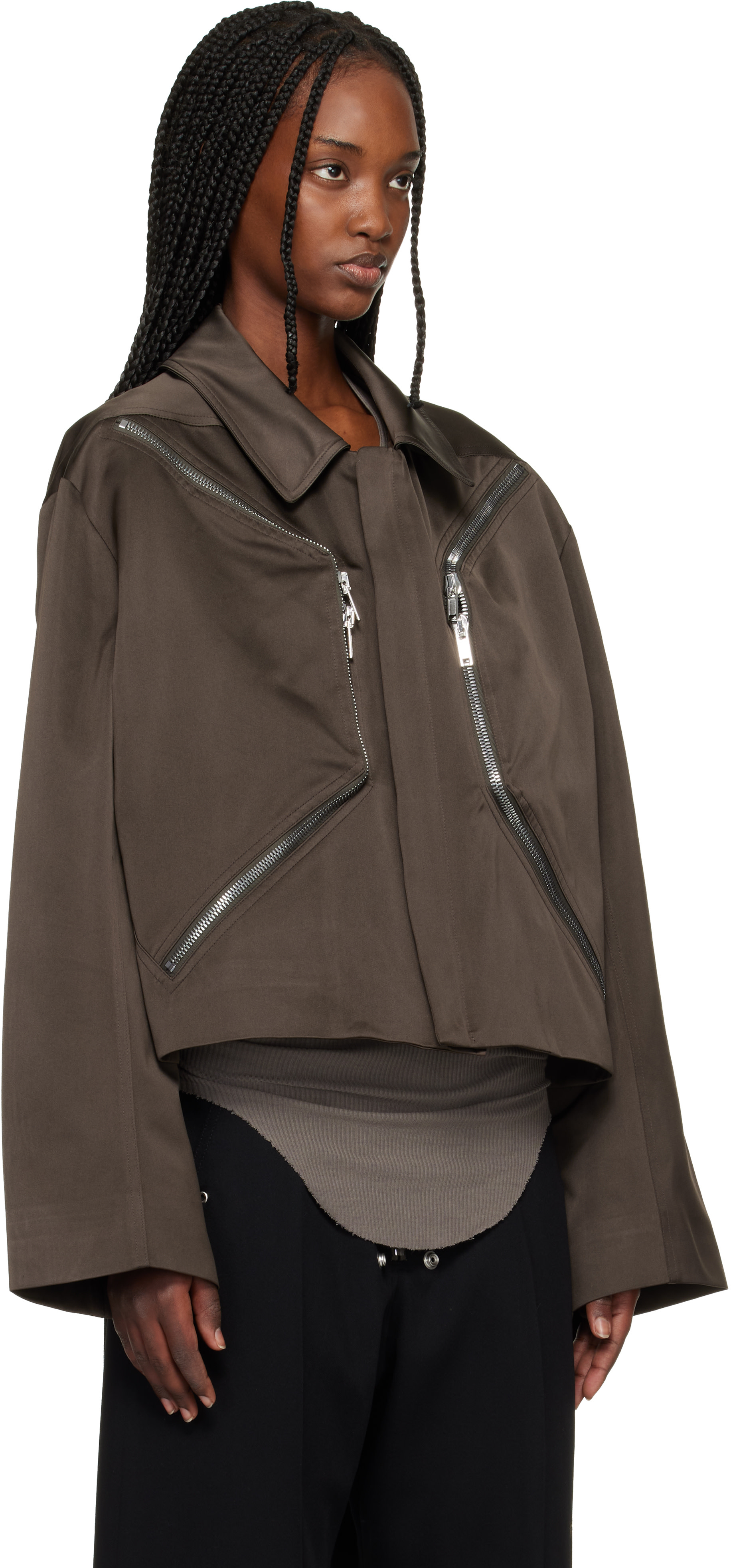 Rick Owens: Gray Temple Heizer Mac Jacket | SSENSE