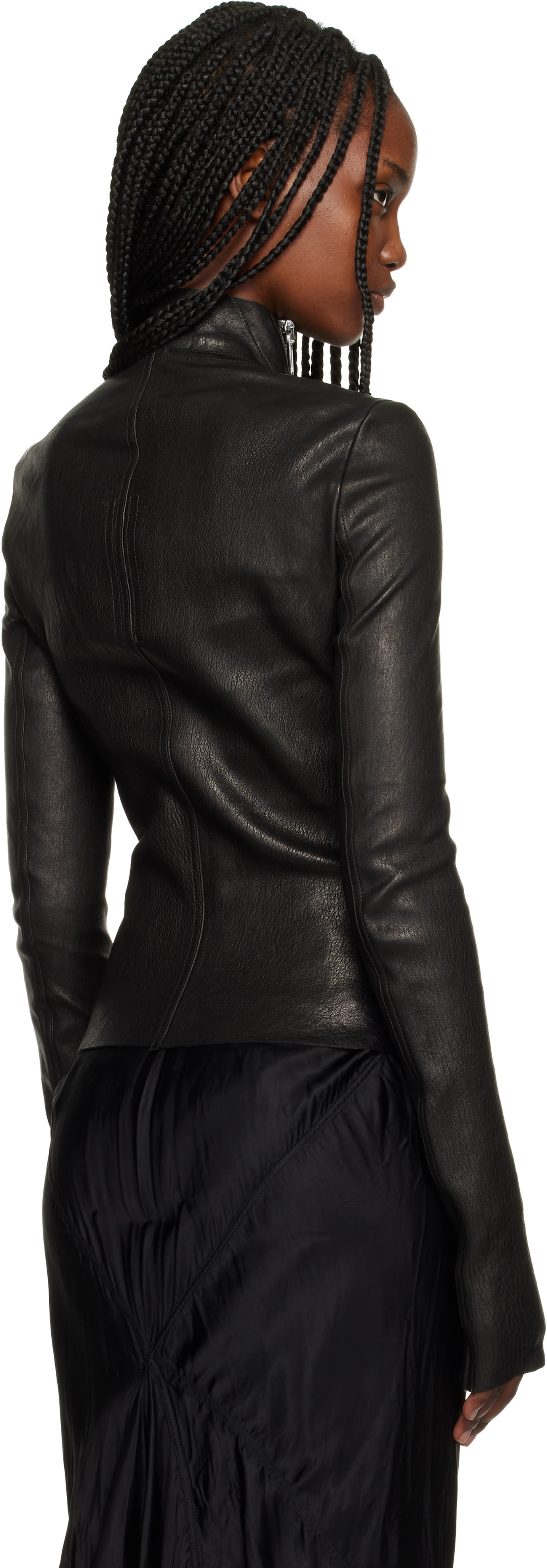 Rick Owens: Black Temple Gary Leather Jacket | SSENSE Canada