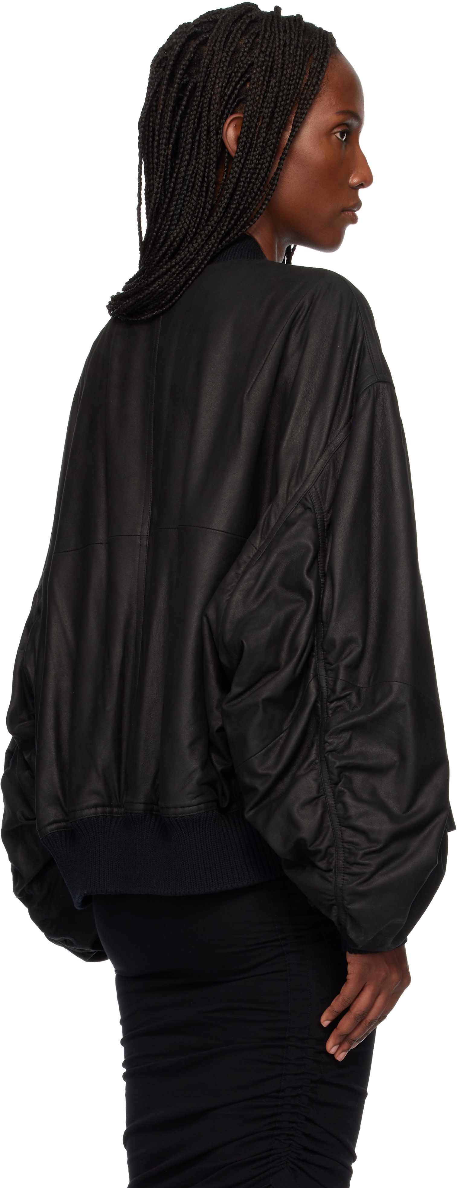 Rick Owens: ブラック Temple Secchia フライト レザージャケット