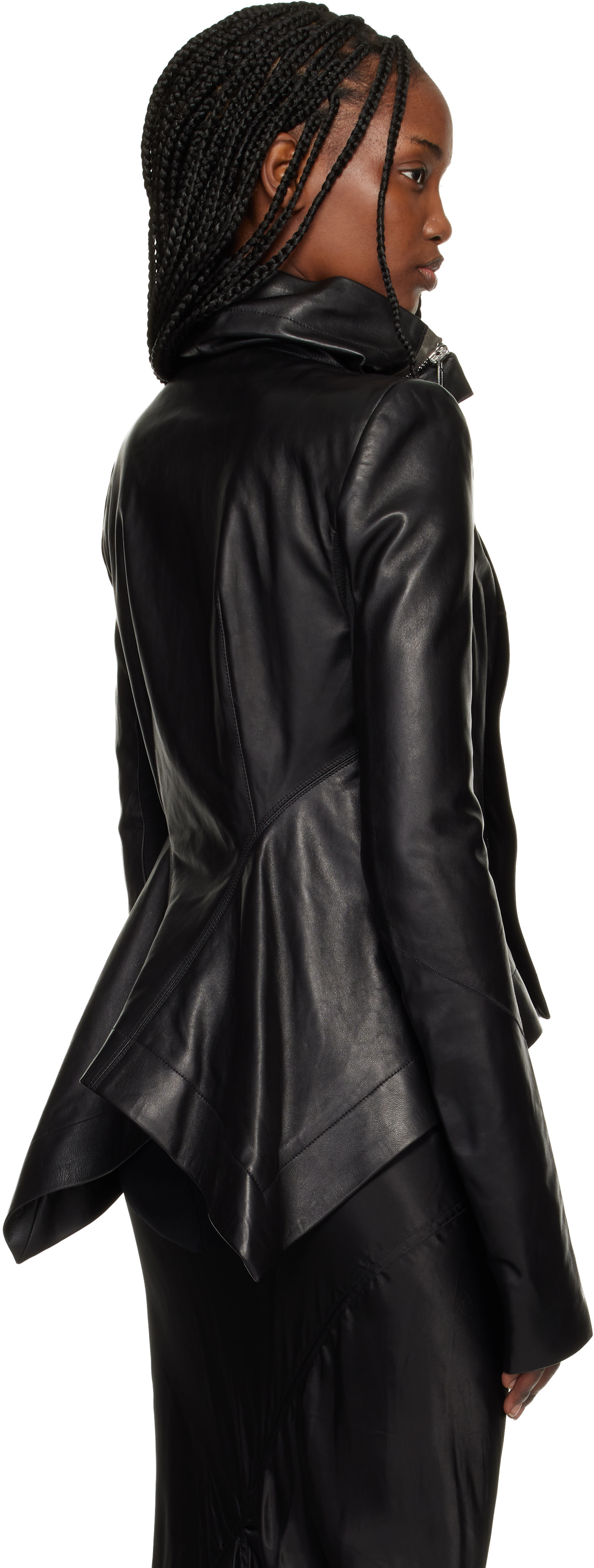 Rick Owens: ブラック Temple Naska レザージャケット | SSENSE 日本