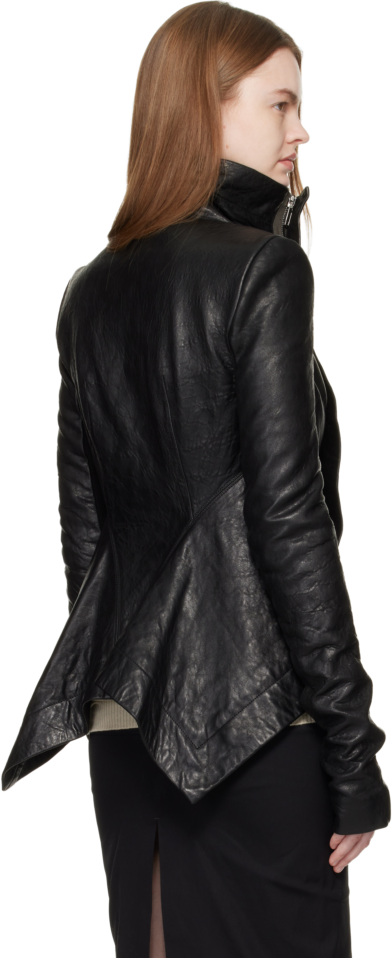T*様 rick owens biker leather jacket Rick Owens Leather Zippered Biker Jacket Black
