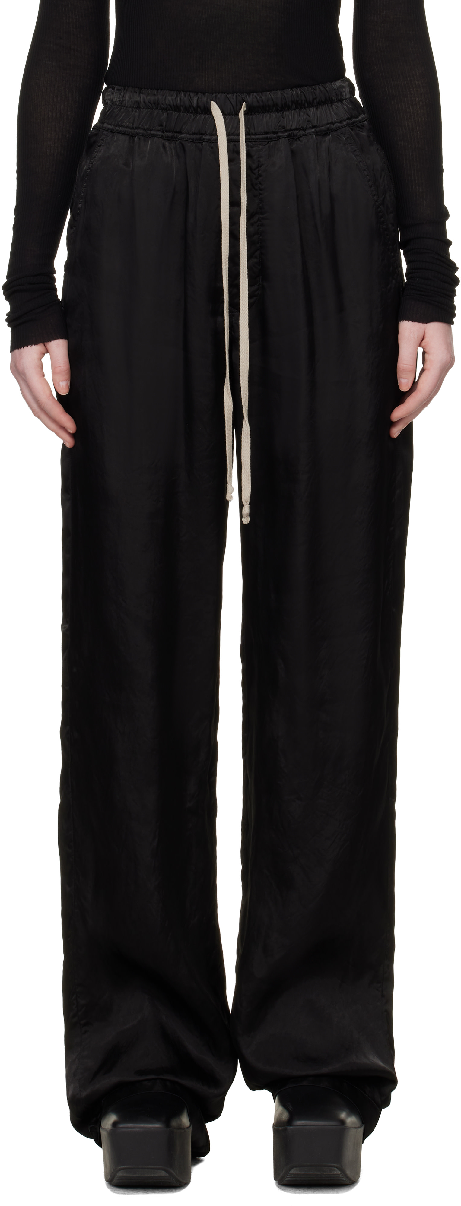 Rick Owens: Black Temple Dietrich Drawstring Lounge Pants | SSENSE