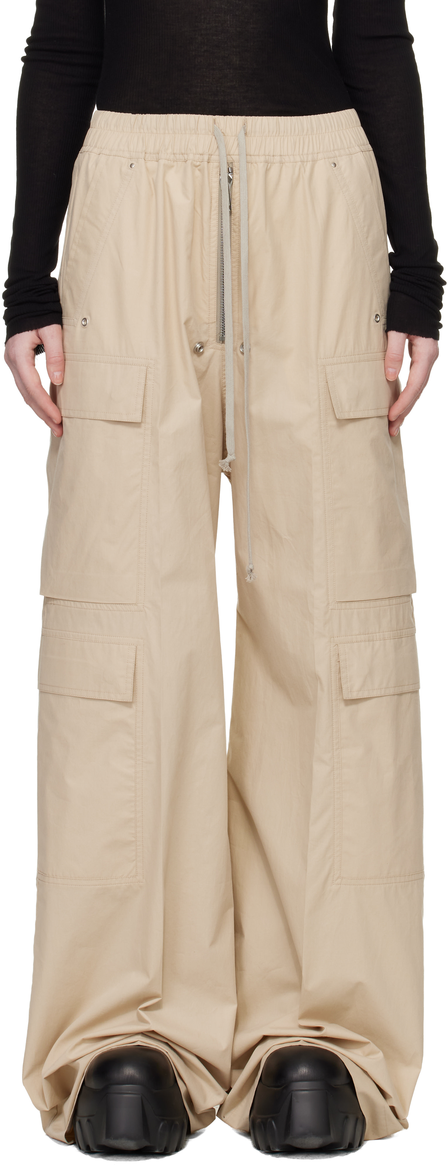 Rick Owens: Beige Temple Cargobelas Cargo Pants | SSENSE
